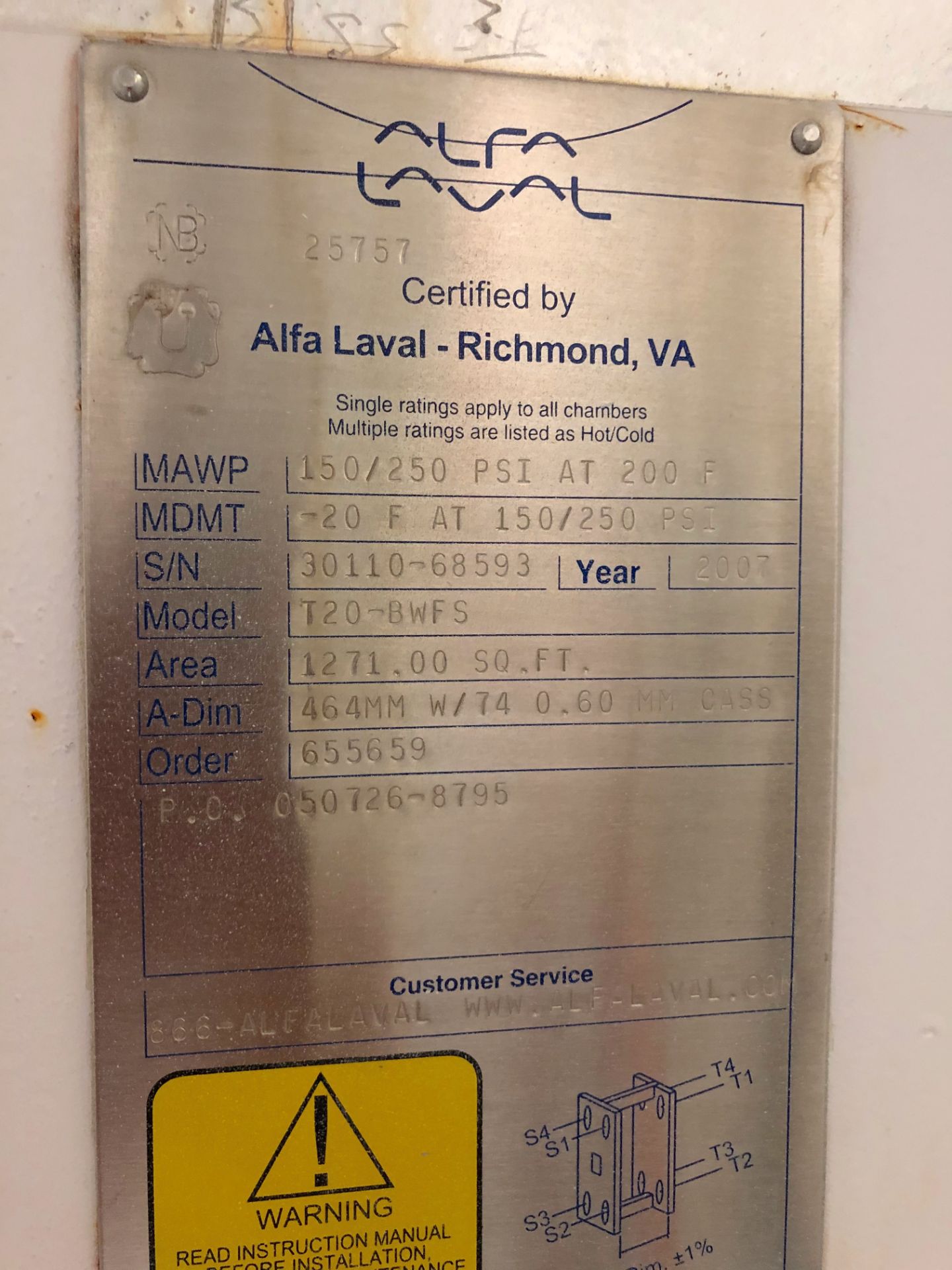 2007 Alfa Laval Plate and Frame Pre Chiller - Image 5 of 6