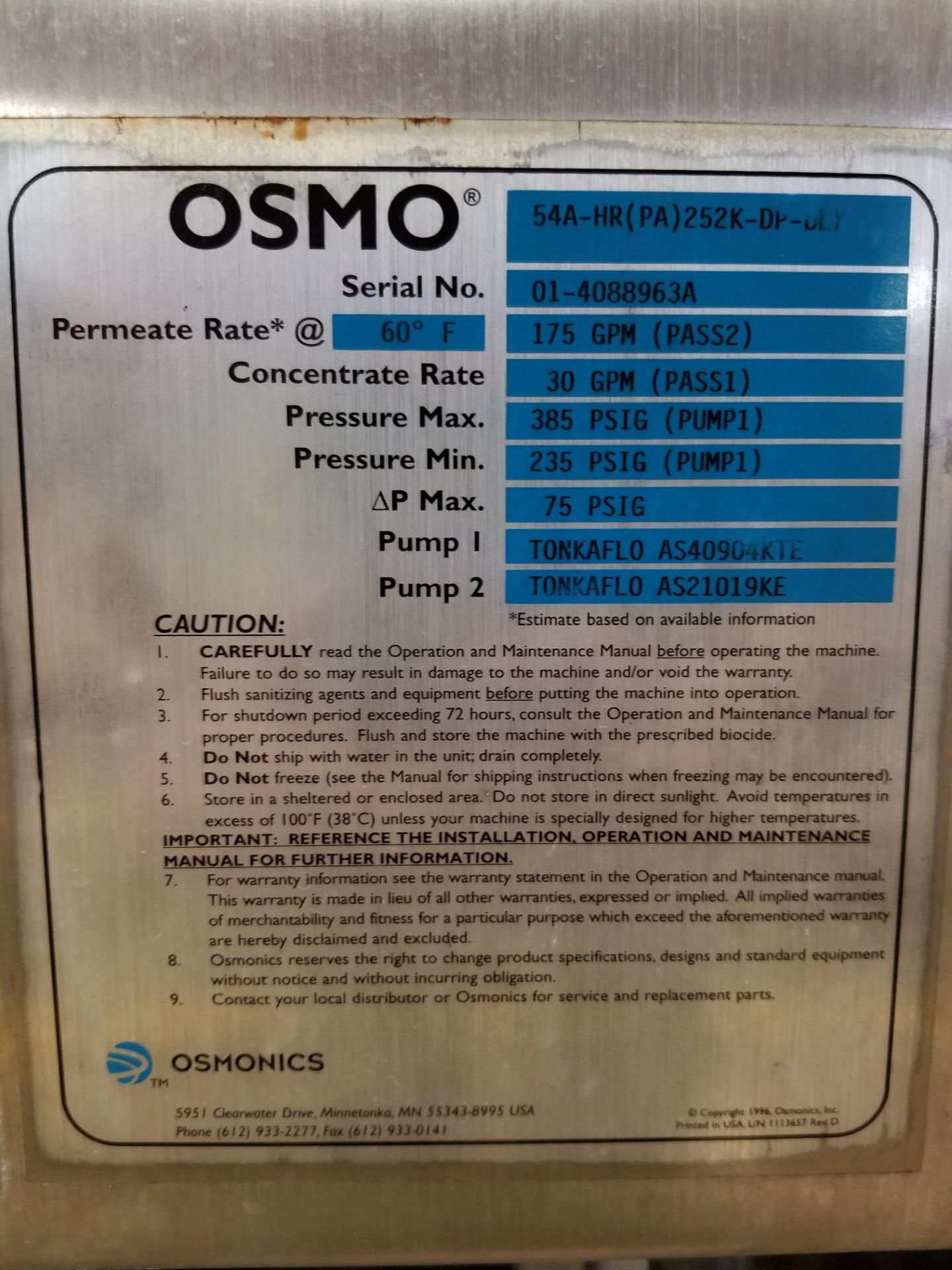 GE Osmonics Reverse Osmosis Water Treatment System - Bild 3 aus 9