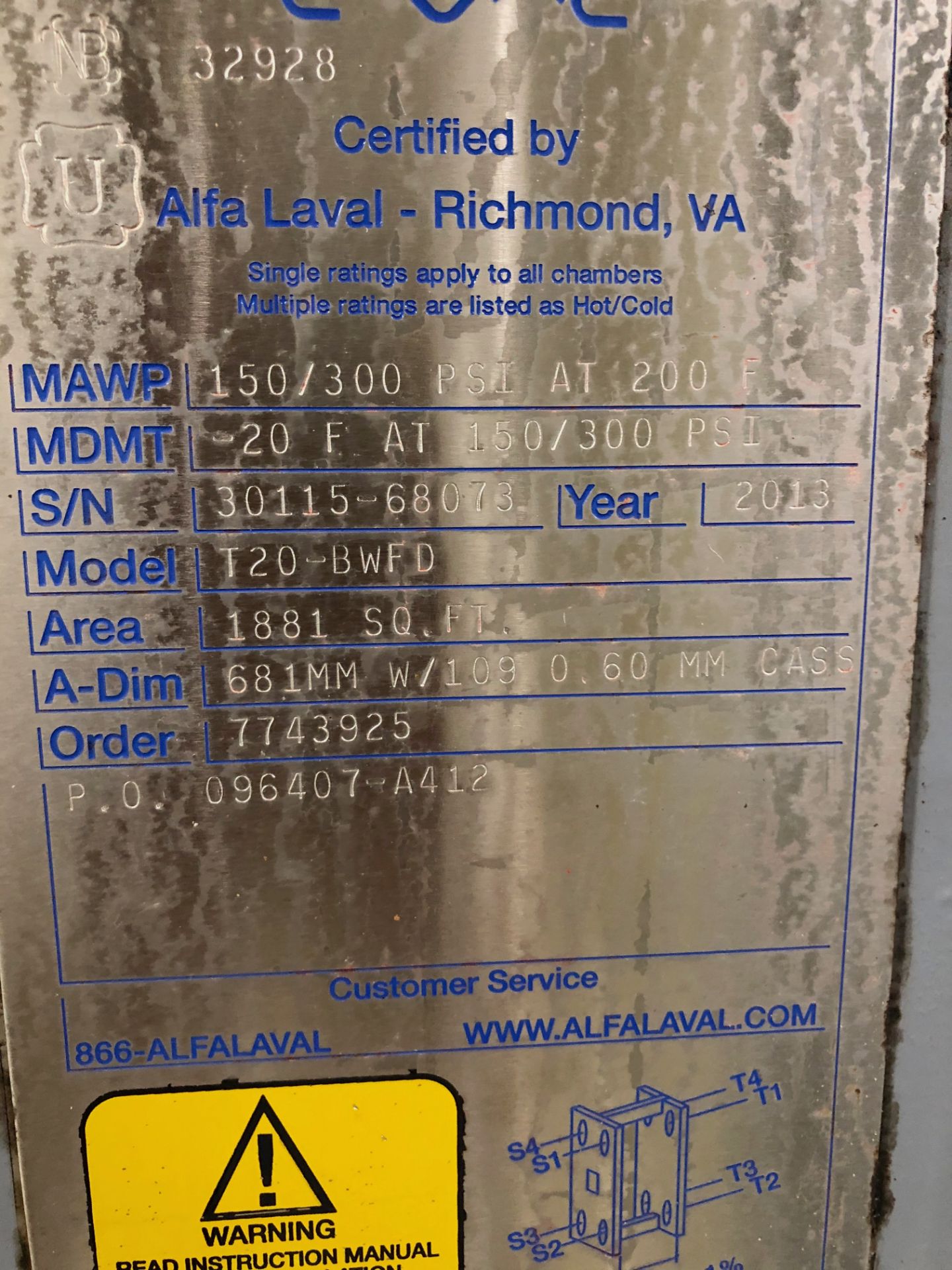 2013 Alfa Laval Plate and Frame Pre Chiller - Image 5 of 6