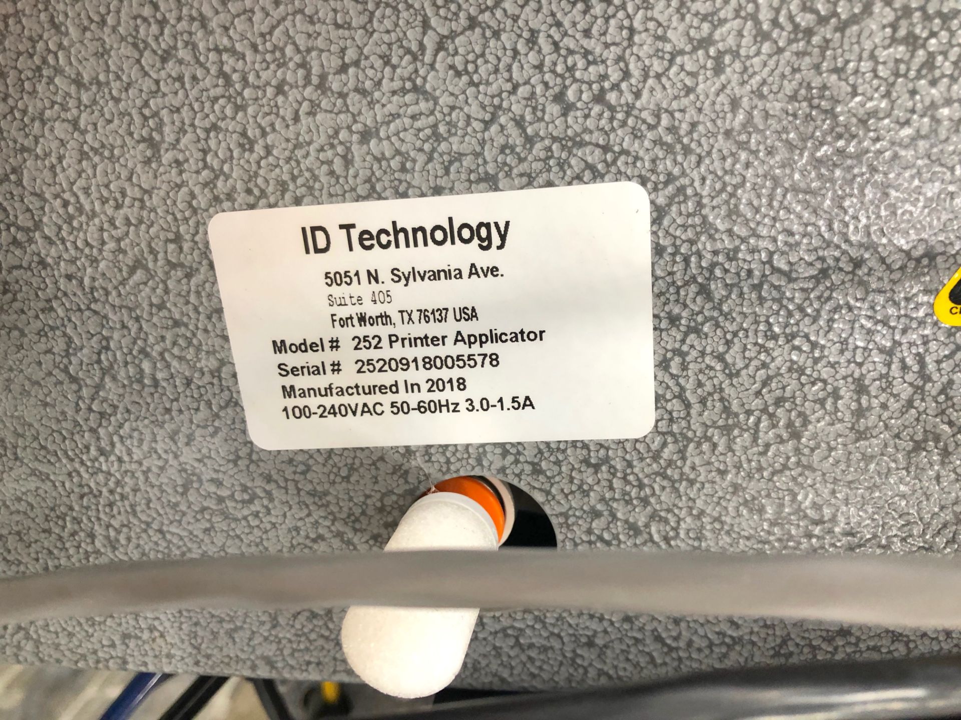 2018 ID Technology Model 252 Pallet Labeler - Image 5 of 7