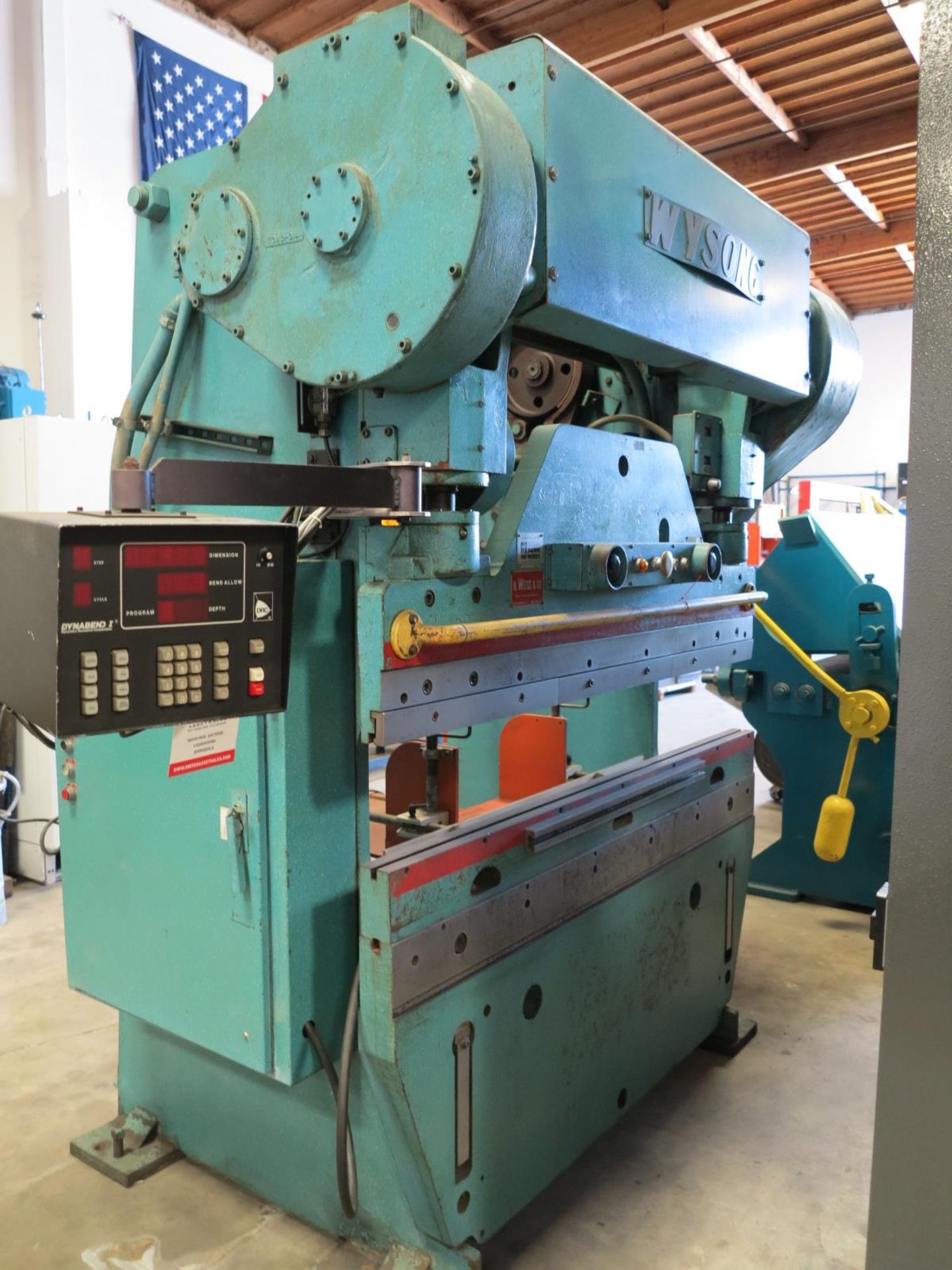 90 TON X 6' WYSONG CNC PRESS BRAKE, MODEL 90-4, DRC CNC BACK GAUGE, DRILLED FOR FLANGES, JIC