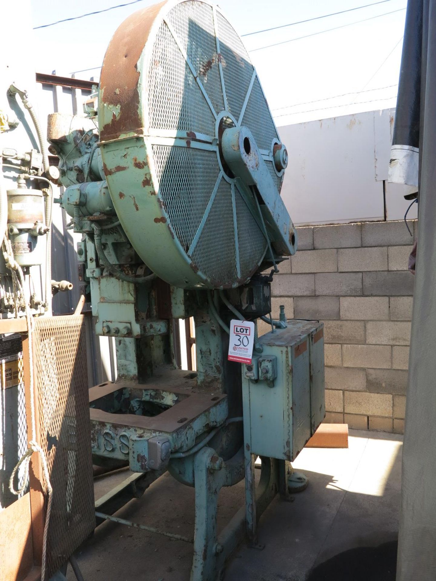 60 TON X 3 1/2" BLISS OBI PUNCH PRESS, MODEL 21 1/2, MOTORIZIED RAM ADJUSTMENT, AIR CLUTCH & AIR