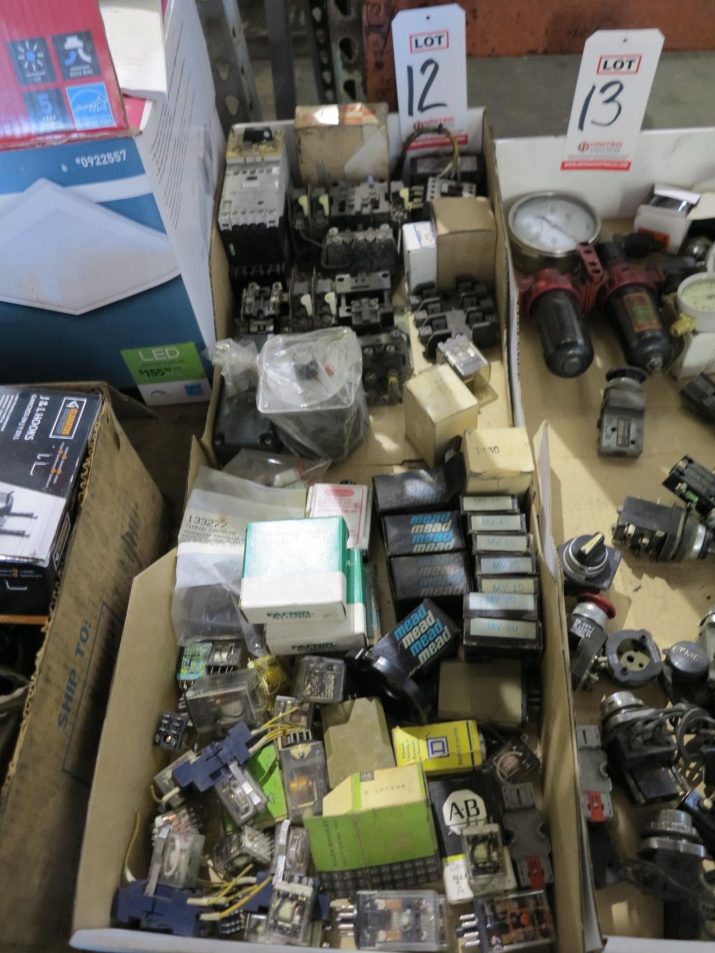 LOT - MISC ELECTRIC MACHINE COMPONENTS, TO INCLUDE: RELAYS, COILS, TIMERS, BEARINGS, ETC.