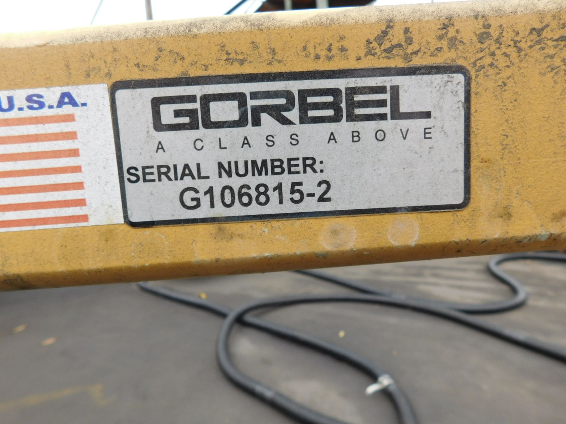 GORBEL FREE STANDING BRIDGE CRANE, 2,000 LB CAPACITY, 20' X 36', 6-POST, S/N G106815-2, MADE IN U.S. - Image 3 of 4