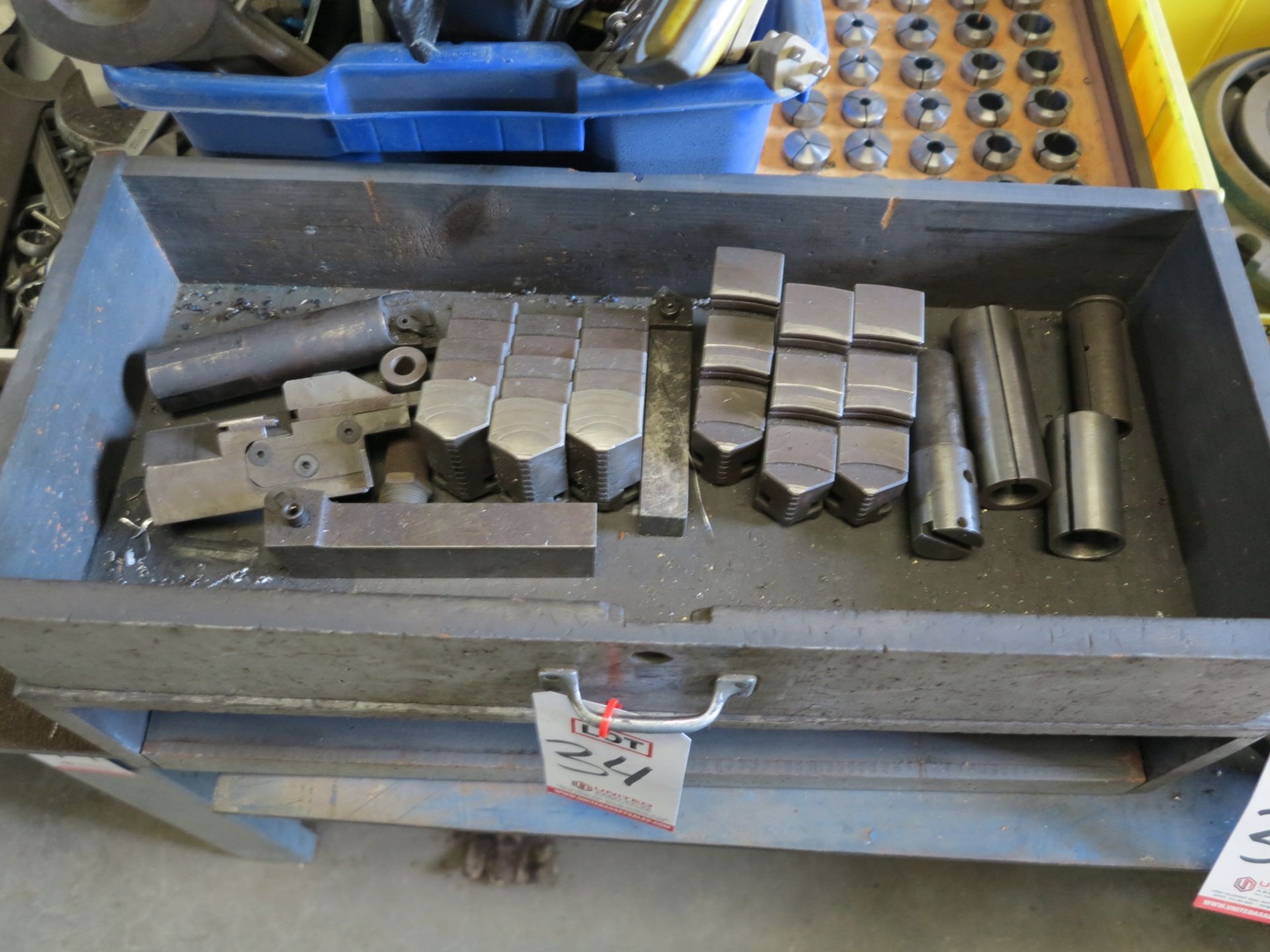 LOT - LATHE CHUCK JAWS, BORING BAR, MISC TOOLING