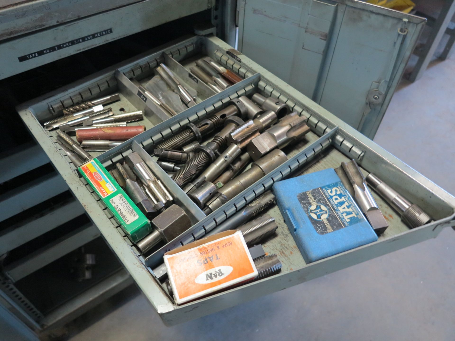 6-DRAWER ROLLING TOOLING CABINET, W/ CONTENTS OF TAPS AND DIES - Image 3 of 8