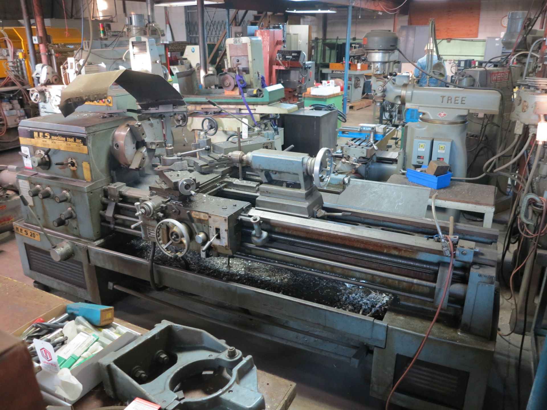 H.E.S. MODEL 20 GAP BED LATHE, 20" X 60" CC, 28" SWING OVER GAP, 12" 3-JAW SELF-CENTERING CHUCK, - Image 2 of 4