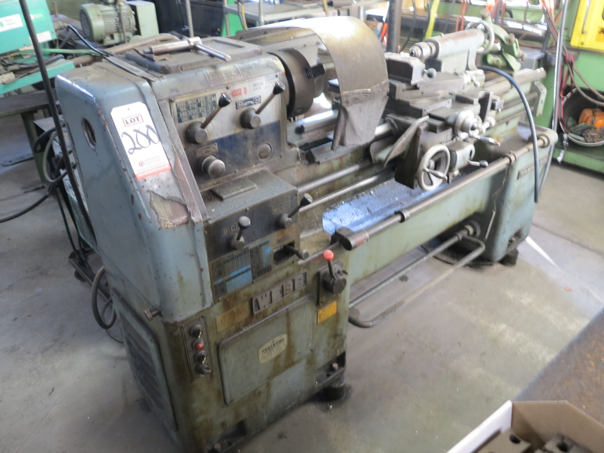 1979 TAKISAWA LATHE, MODEL TSL-1000D, W/ TAIL STOCK, STEADY REST, 8" 3-JAW SELF-CENTERING CHUCK,