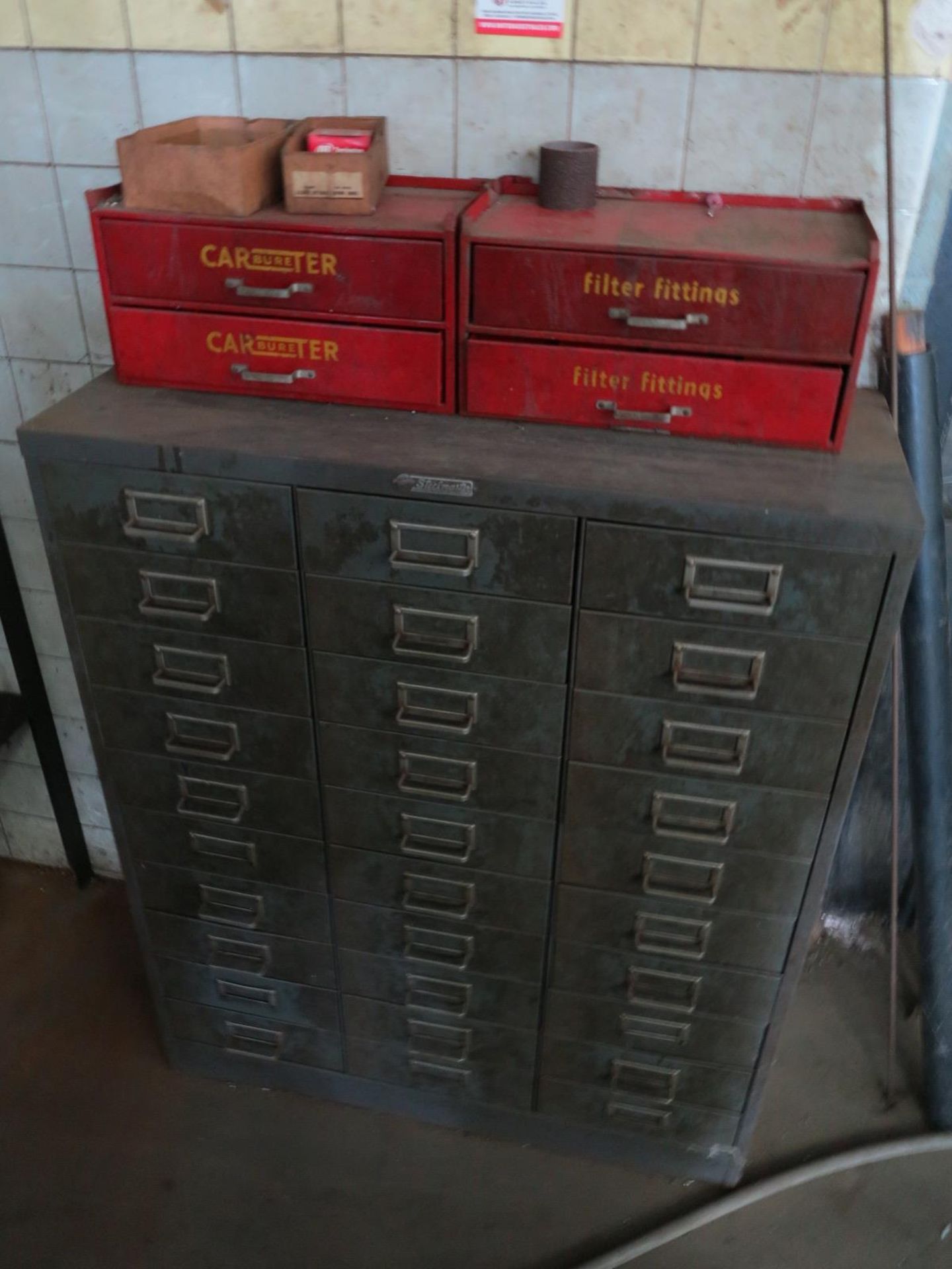 LOT - STEELMASTER 30-DRAWER PARTS CABINET, W/ CONTENTS OF SPRINGS, FASTENERS, ETC. AND 4-DRAWER