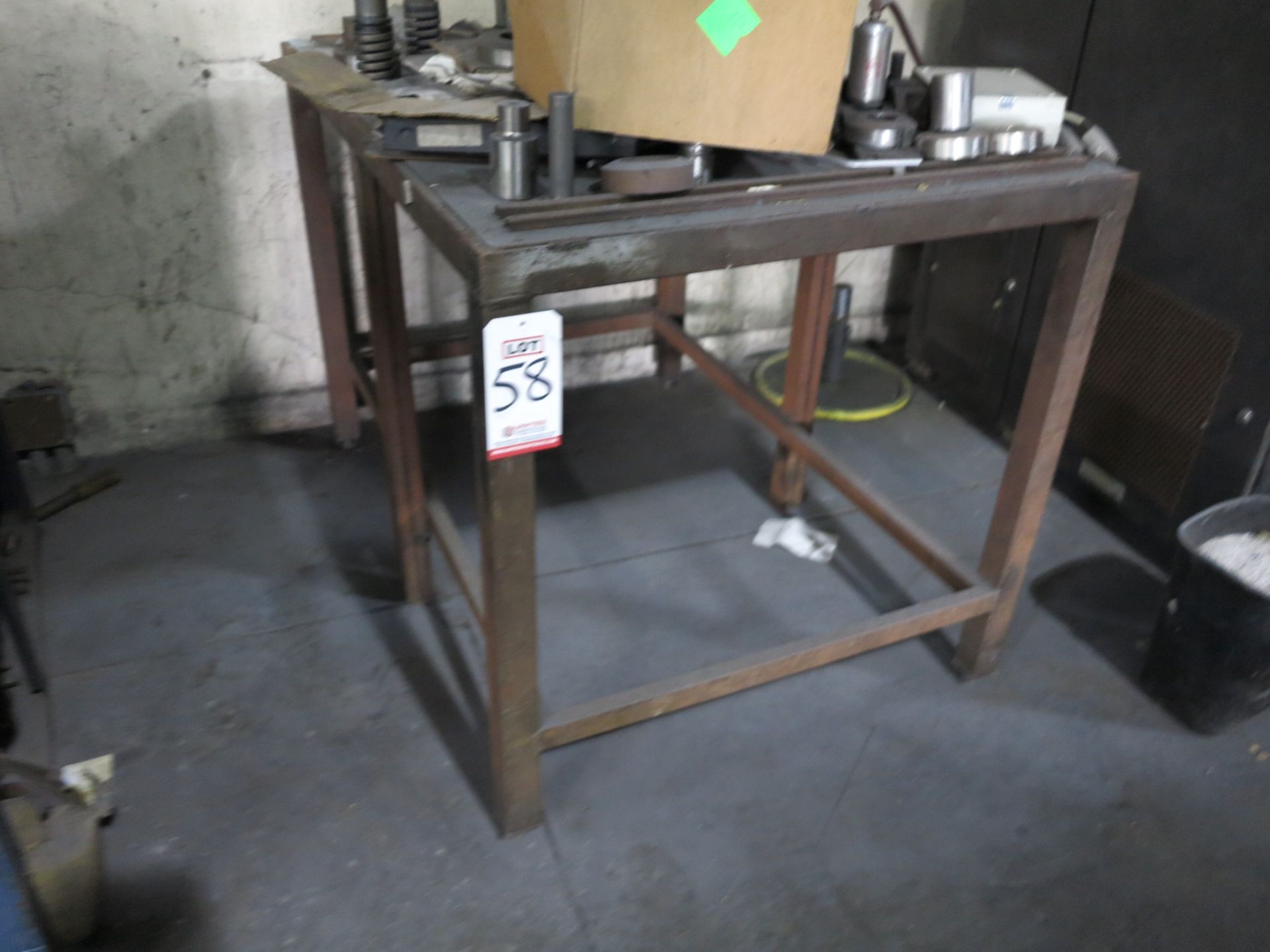 LOT - STEEL TABLE W/ MISC PUNCH PRESS TOOLING