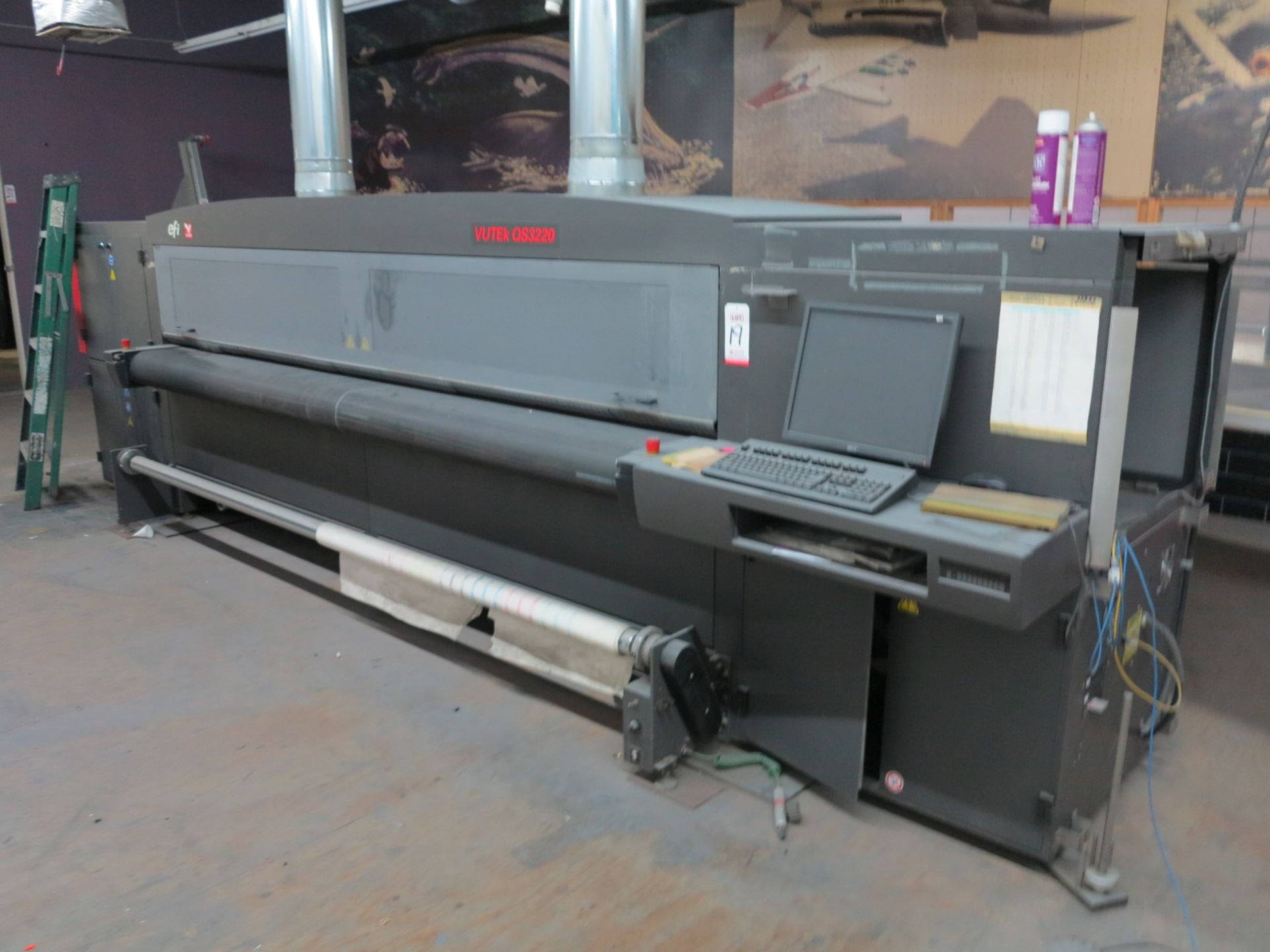 2012 EFI VUTEK QS3220 SUPER LARGE FORMAT PRINTER, FOR RIDGID AND ROLL-TO-ROLL PRINTING, S/N 630312