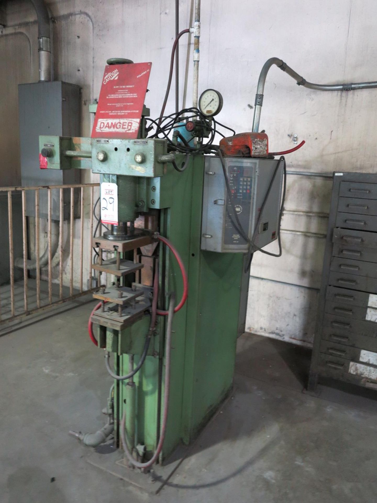 SCIAKY PRESS TYPE WELDER, EPQ.1-22-50-3 INTERLOCK CONTROL, 50 KVA, S/N 10555