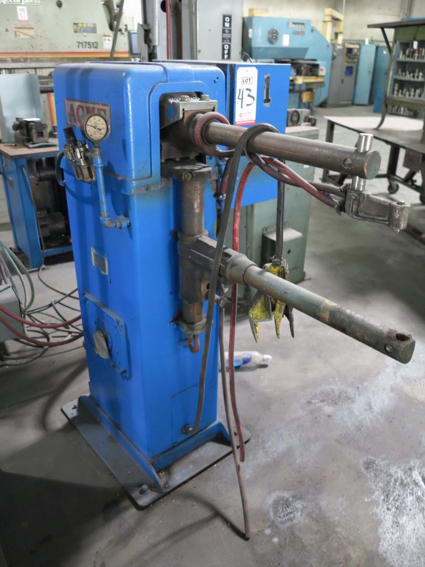 ACME SPOT WELDER, MODEL 2-18-30, 30 KVA, INTELOCK CONTROL, 24" ARMS, S/N 12613, FOOT PEDAL