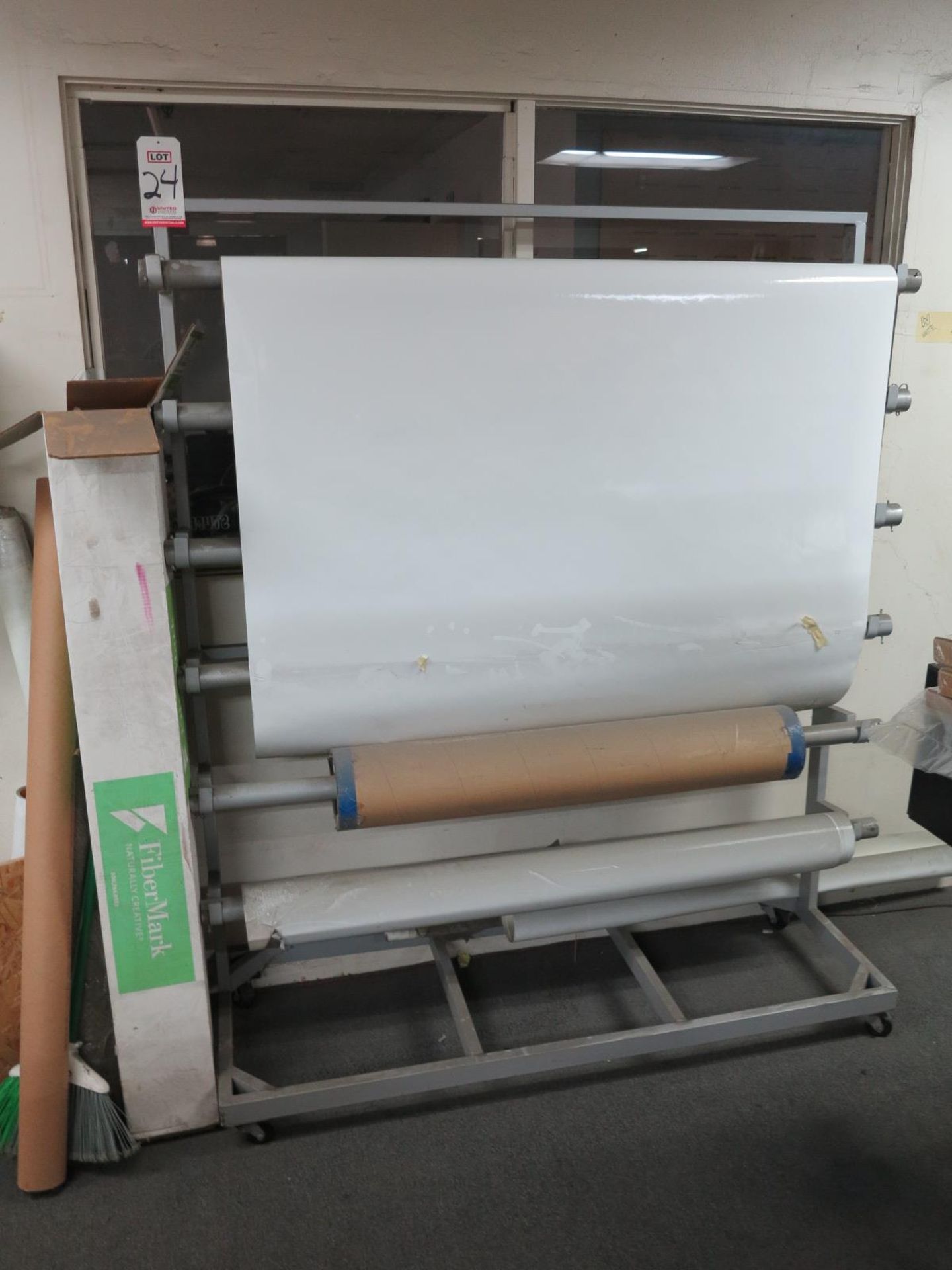 6-ROLL SHEET DISPENSER, ON CASTERS, FITS UP TO 58" ROLLS