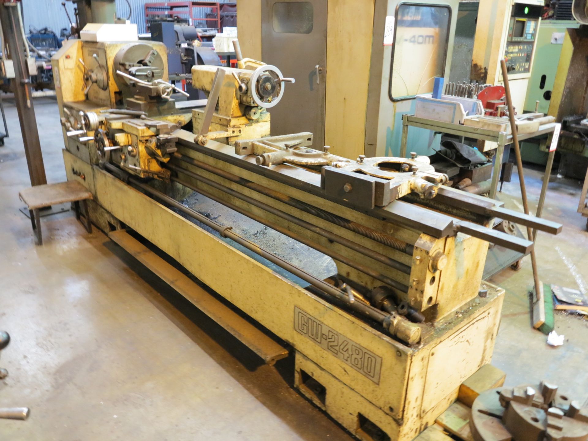 GOODWAY GW-2480 LATHE, 24" X 80", 12" 3-JAW CHUCK, 3" HOLE THROUGH, TAILSTOCK, STEADY REST, ETC. - Image 2 of 5