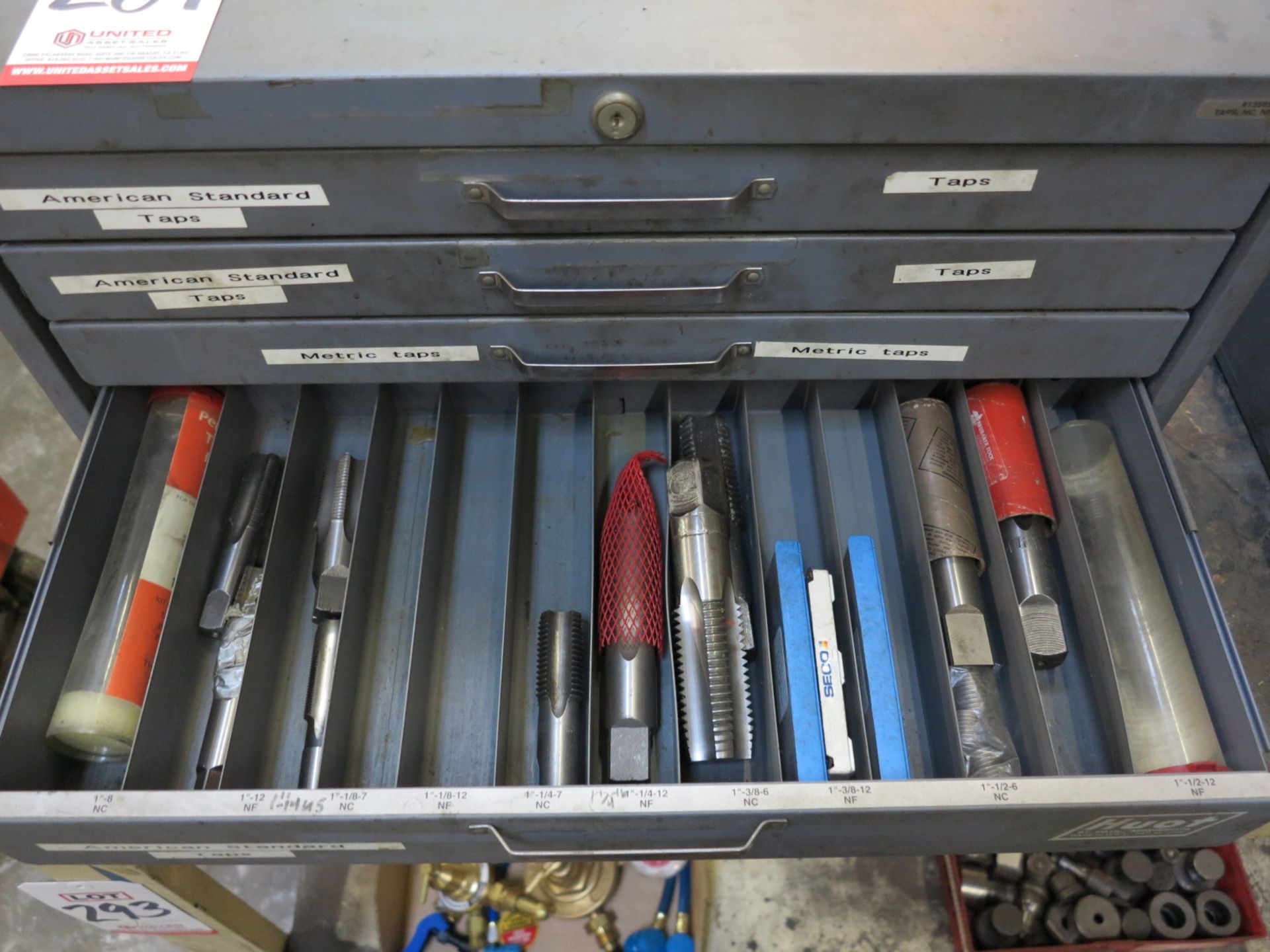 LOT - HUOT 4-DRAWER TAP CABINET, W/ CONTENTS OF TAPS - Image 4 of 4