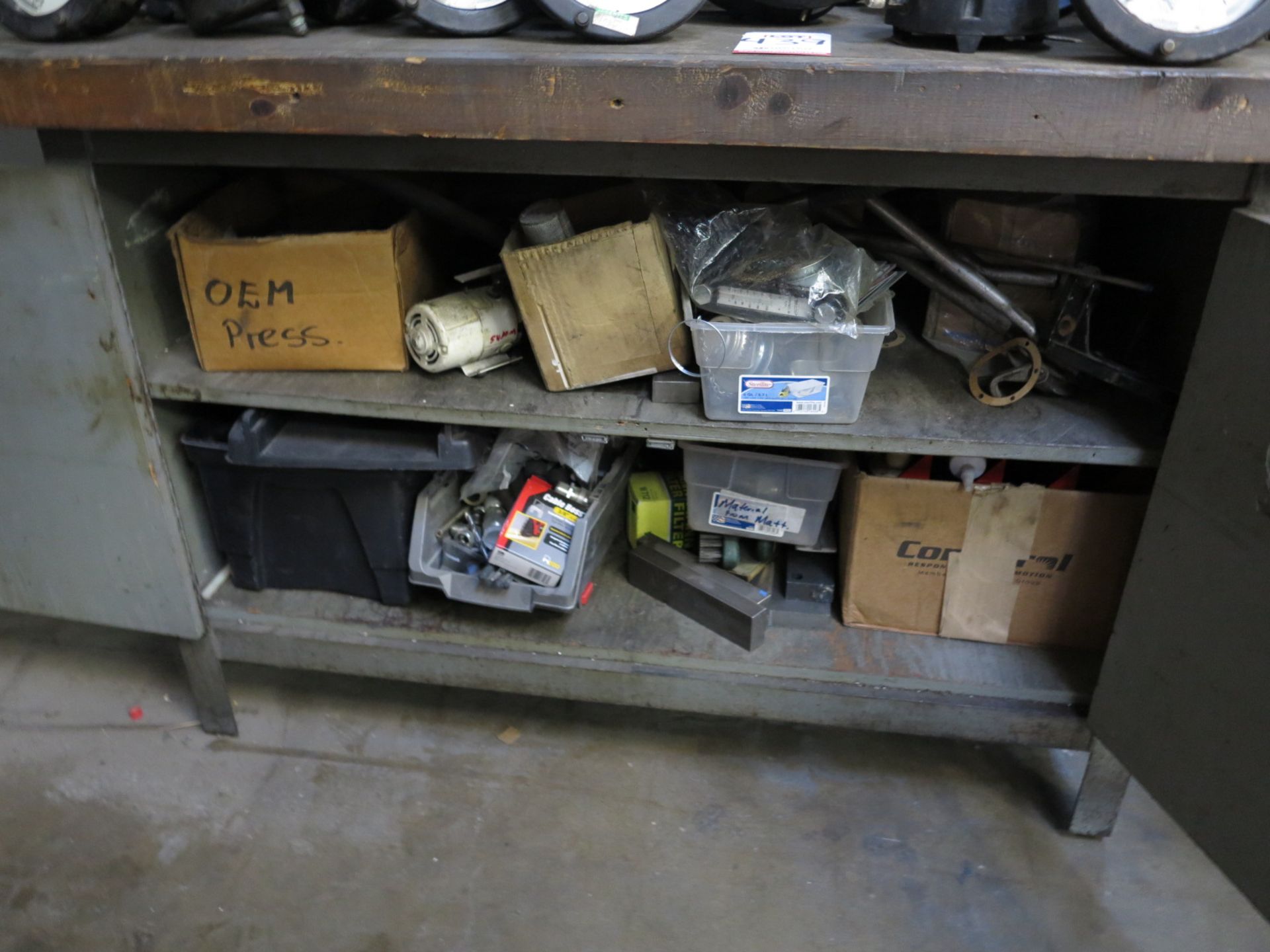 LOT - 2-DOOR WORKBENCH, W/ CONTENTS OF MISC SHOP ITEMS - Image 2 of 2