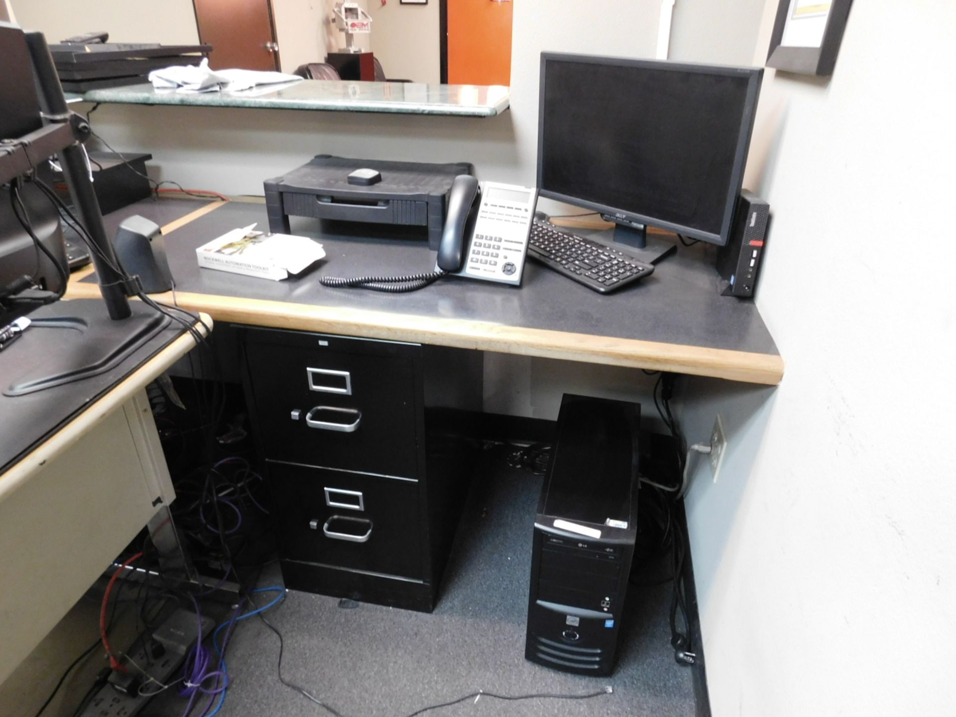 LOT - HUMAN RESOURCES DESK, (3) 2-DRAWER FILE CABINETS, MONITORS, ETC. (COMPUTERS NOT INCLUDED) - Image 2 of 2