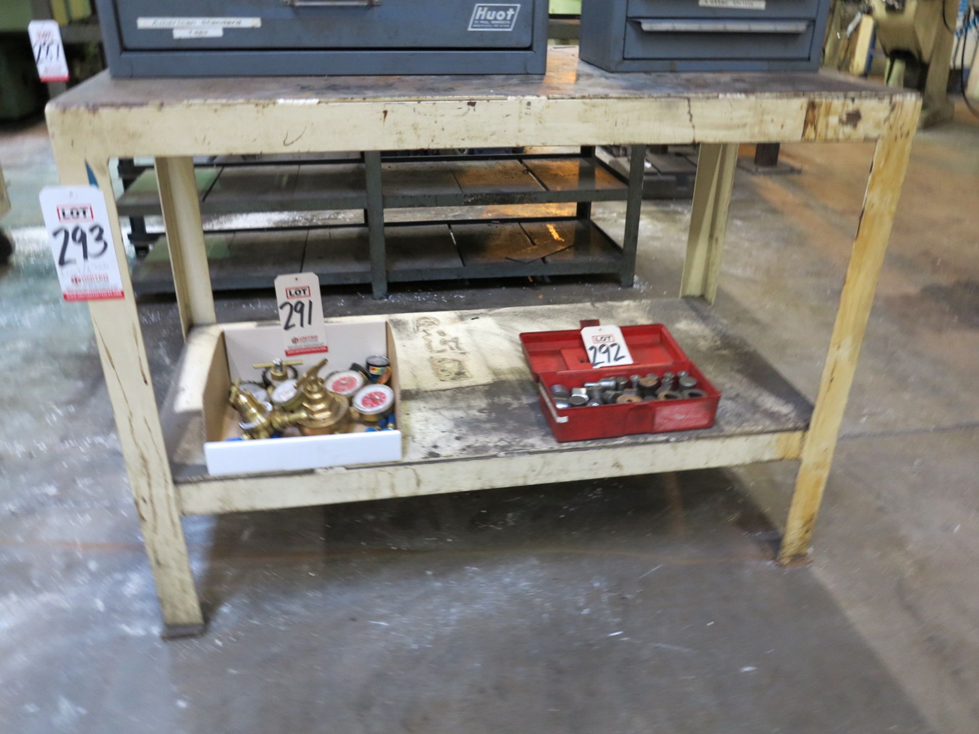 LOT - (1) HEAVY DUTY SHOP CART AND (1) STEEL BENCH; CONTENTS NOT INCLUDED