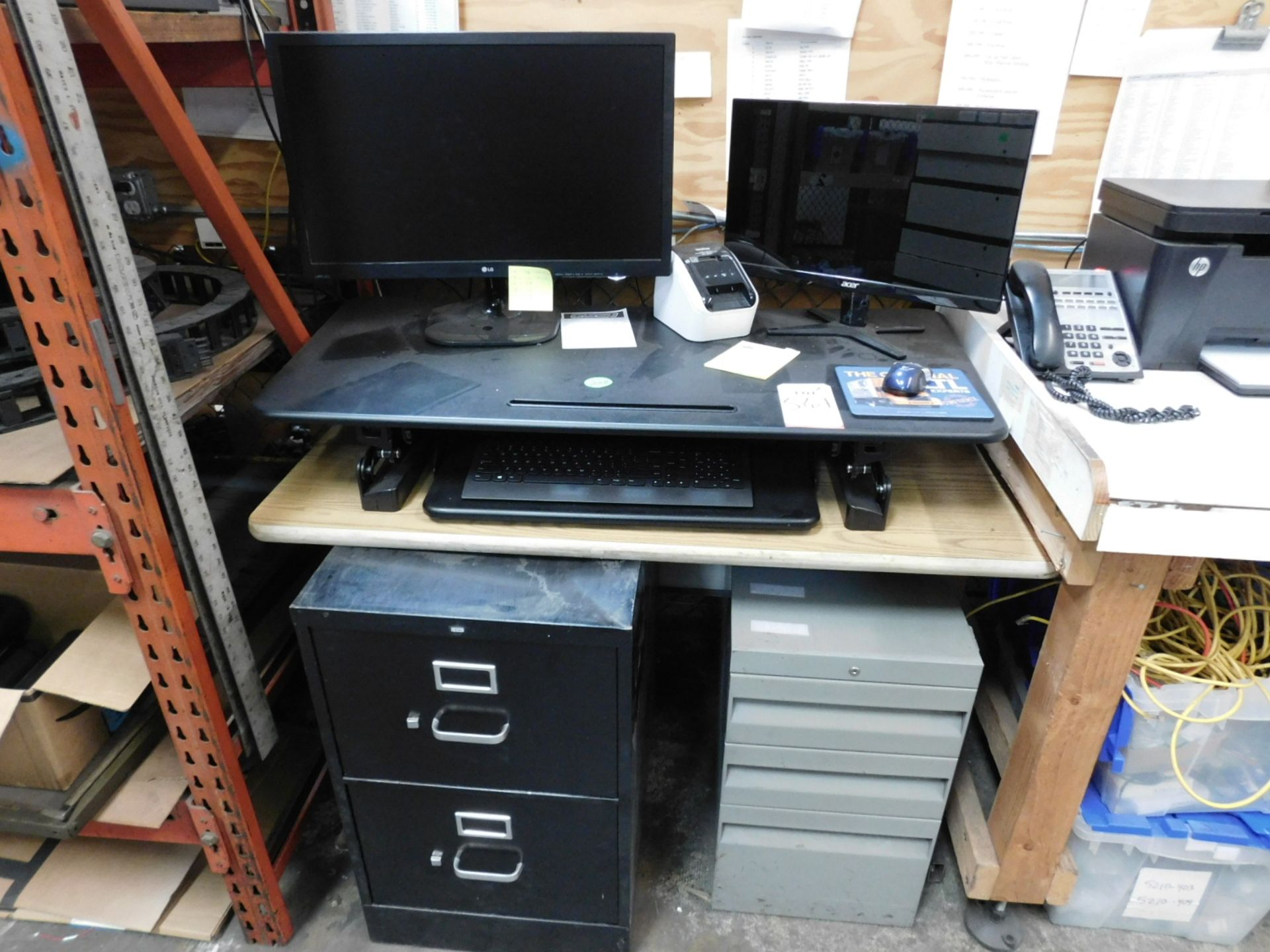 LOT - WORKBENCH AND COMPUTER TABLE, W/ CONTENTS ON TOP AND UNDERNEATH THAT ARE NOT OTHERWISE TAGGED