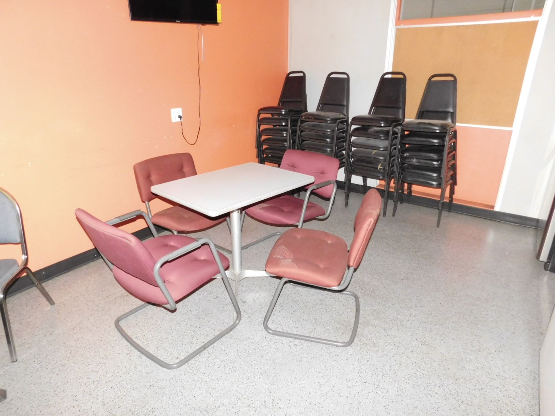 LOT - CONTENTS OF BREAKROOM, TO INCLUDE: TABLES, CHAIRS, (2) REFRIGERATORS AND (4) MICROWAVE - Image 2 of 3