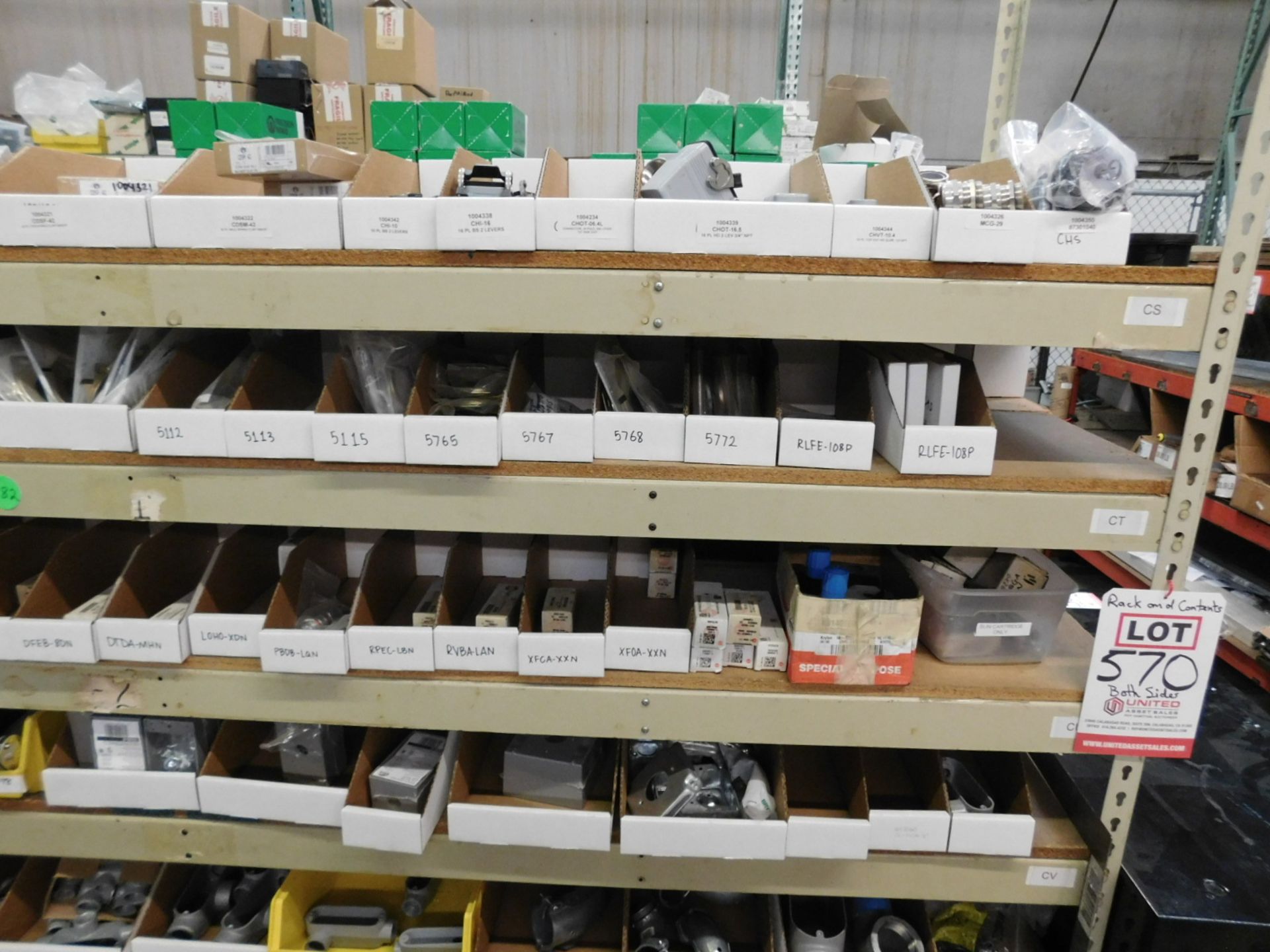 LOT - 12' OF SHELF ISLAND, W/ CONTENTS OF ELECTRICAL CONDUIT BOXES AND FITTINGS, ALLEN-BRADLEY & - Image 3 of 18