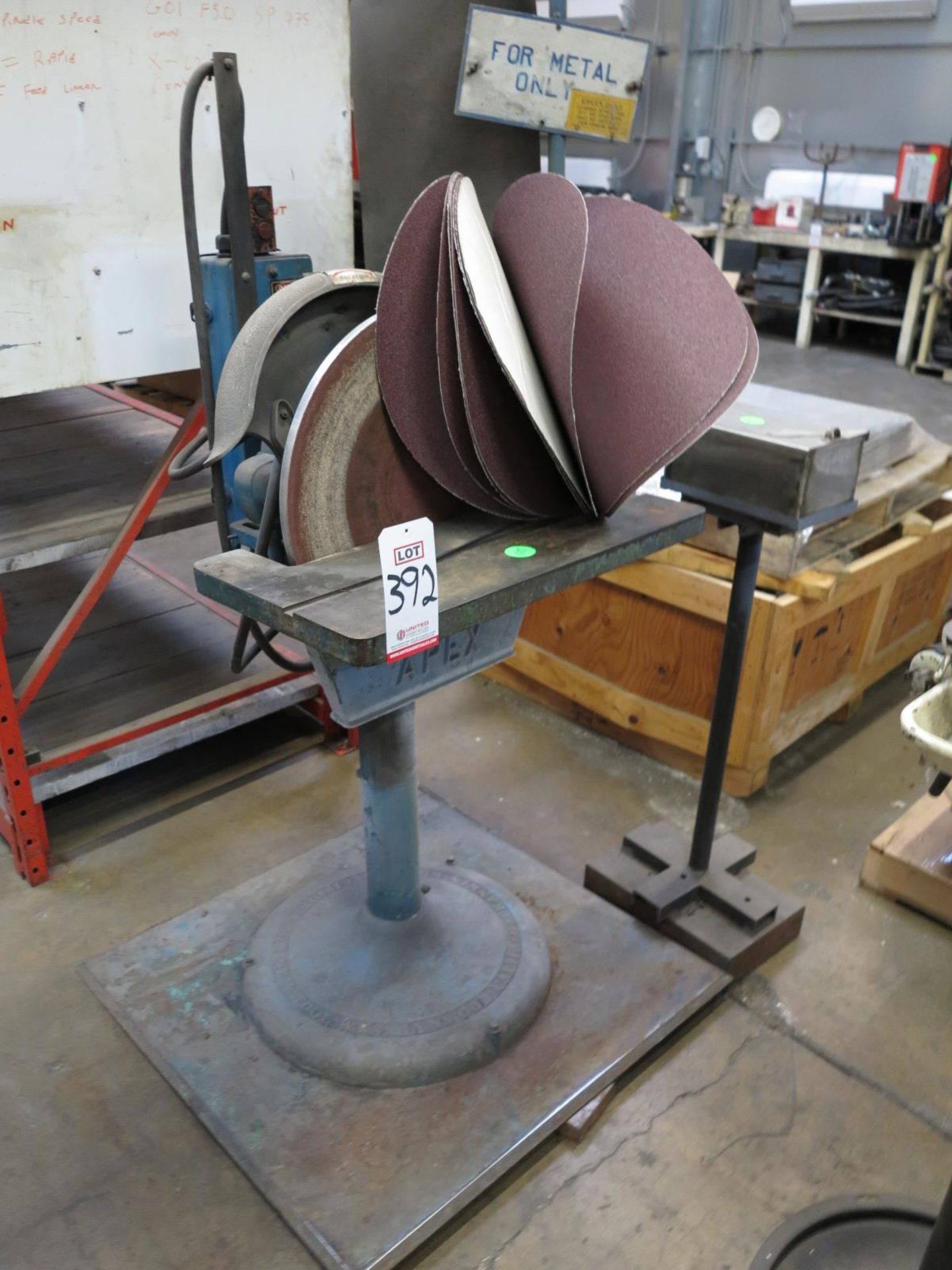 RANKIN BROS 20" DISC GRINDER, W/ ADHESIVE-BACKED GRINDING DISCS