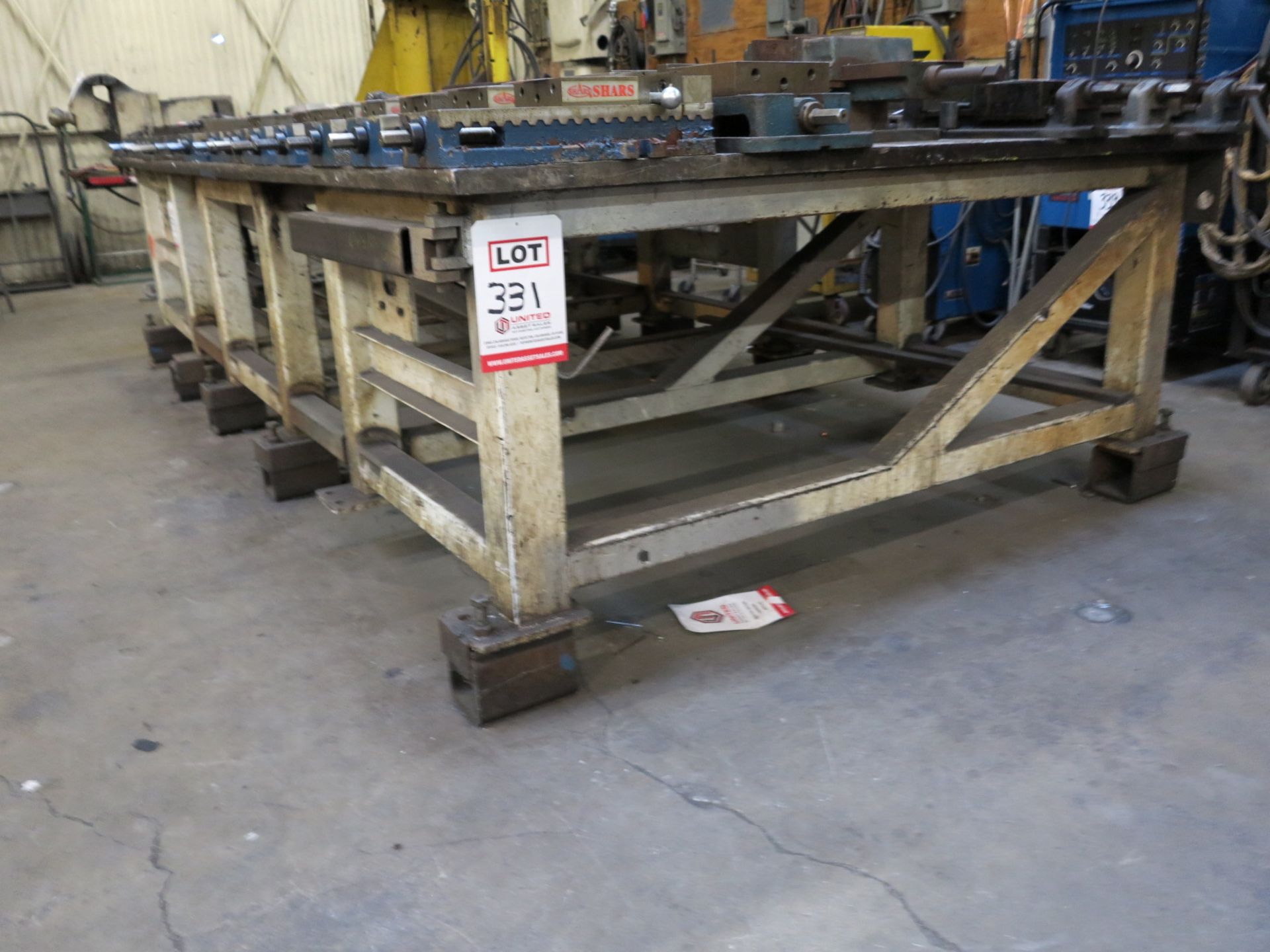 WELDING/FABRICATION TABLE, 12' X 74" X 1-1/4" THICK TOP, JIB CRANE NOT INCLUDED - Image 2 of 2