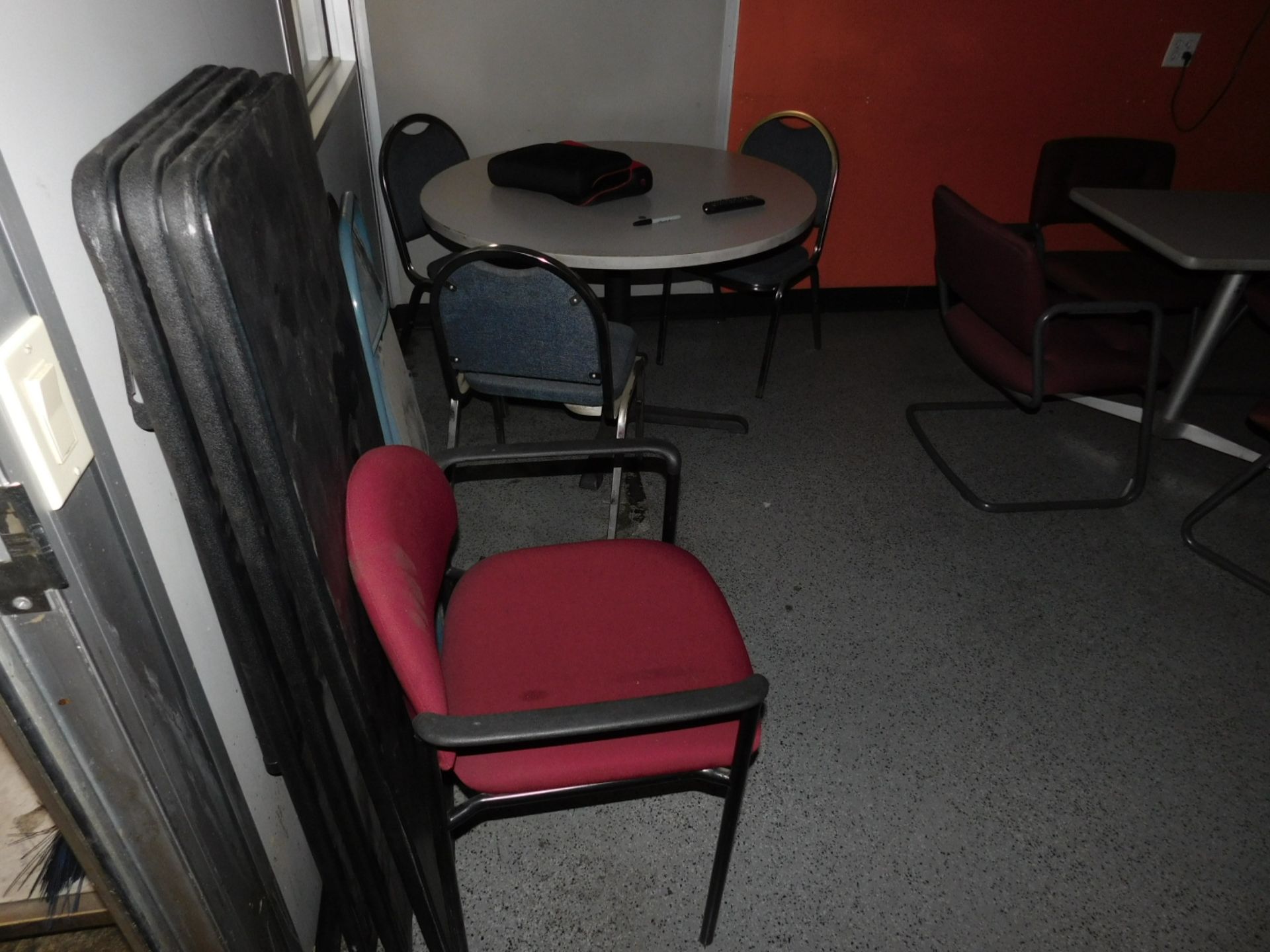 LOT - CONTENTS OF BREAKROOM, TO INCLUDE: TABLES, CHAIRS, (2) REFRIGERATORS AND (4) MICROWAVE