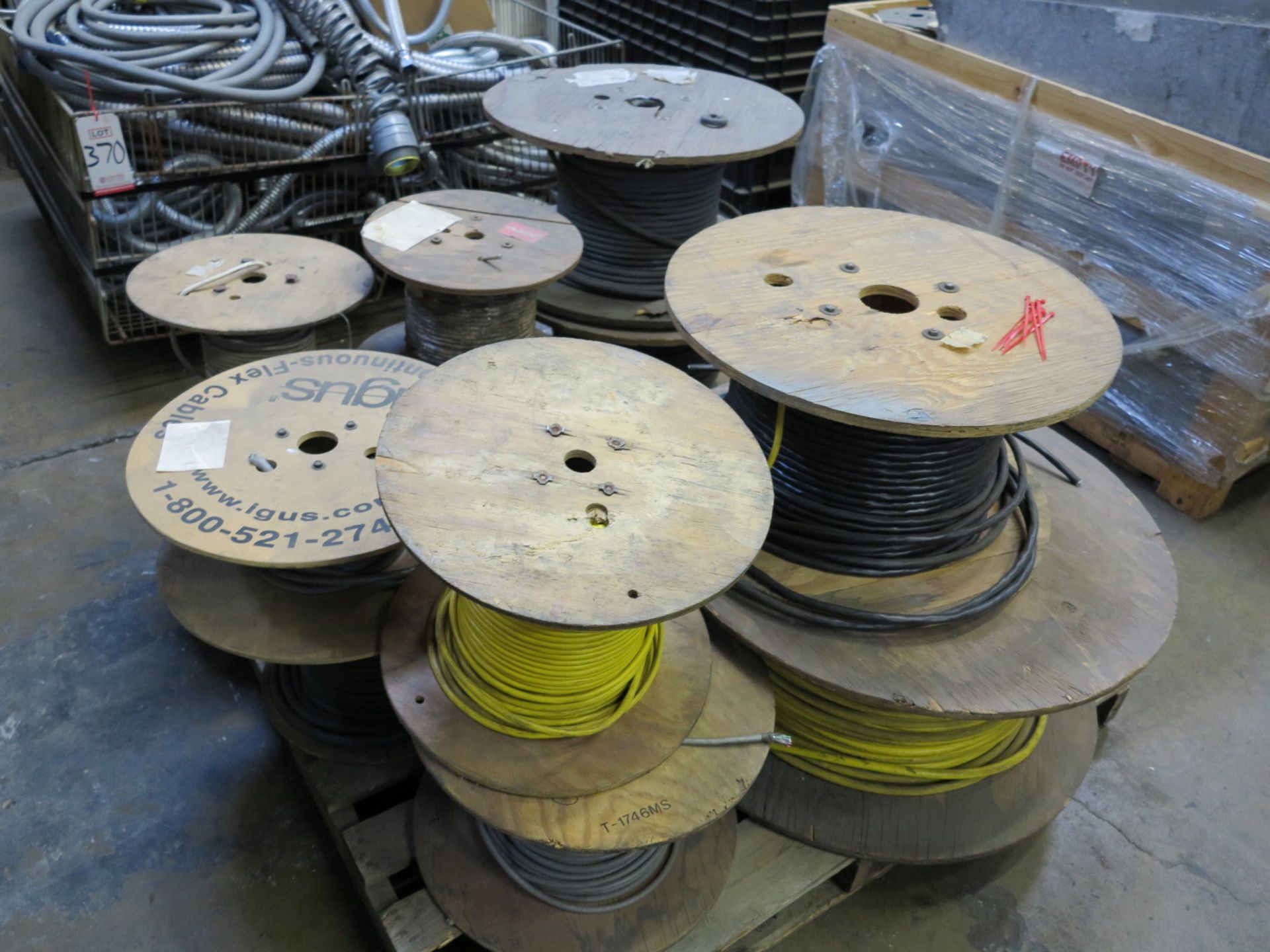 LOT - PALLET OF SPOOLS OF ELECTRIC AND COMMUNICATION WIRE