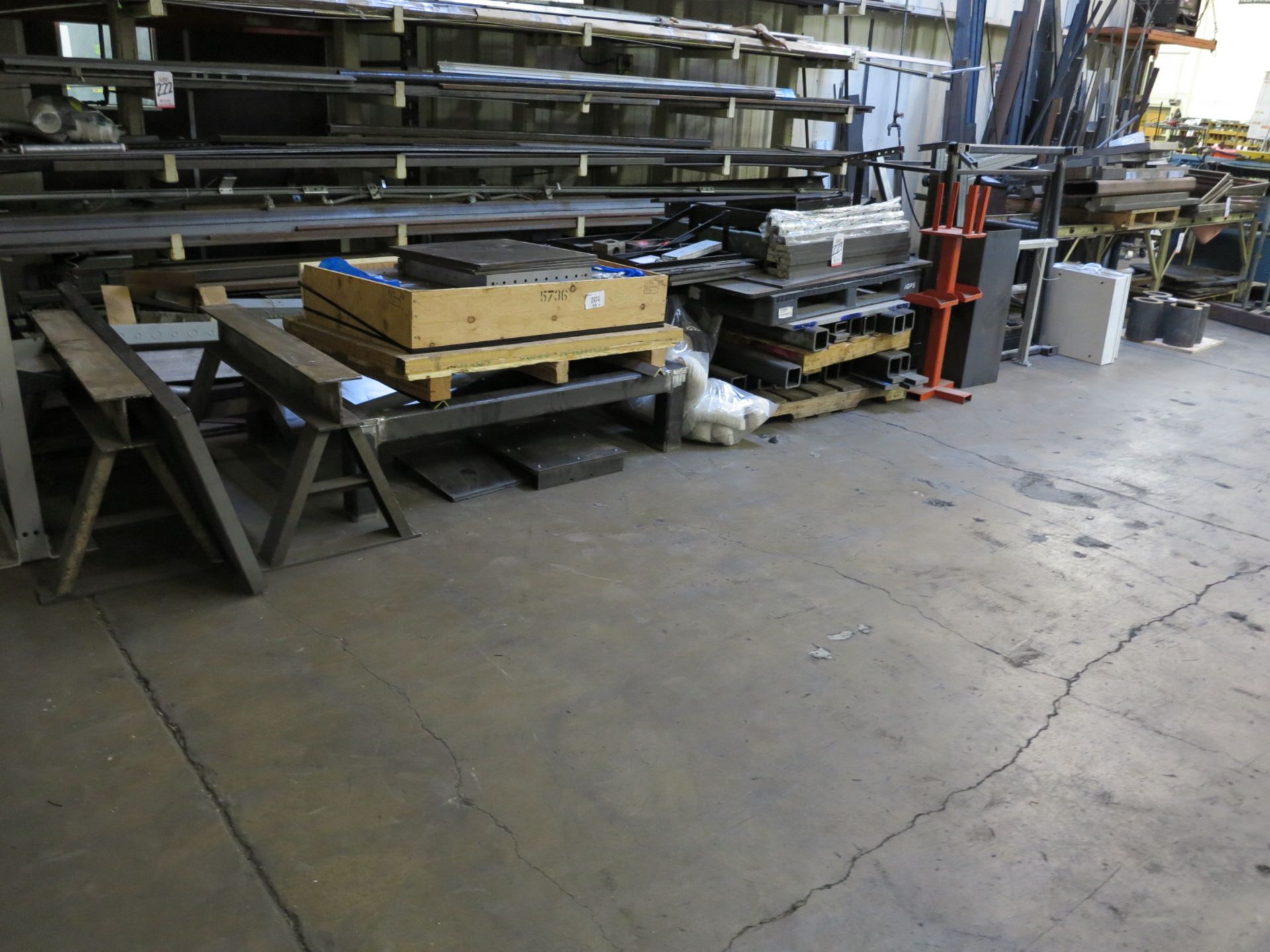 LOT - BALANCE OF SCRAP AND USEABLE MATERIAL ON FLOOR IN FRONT OF CANTILEVER RACK, SEE PHOTOS