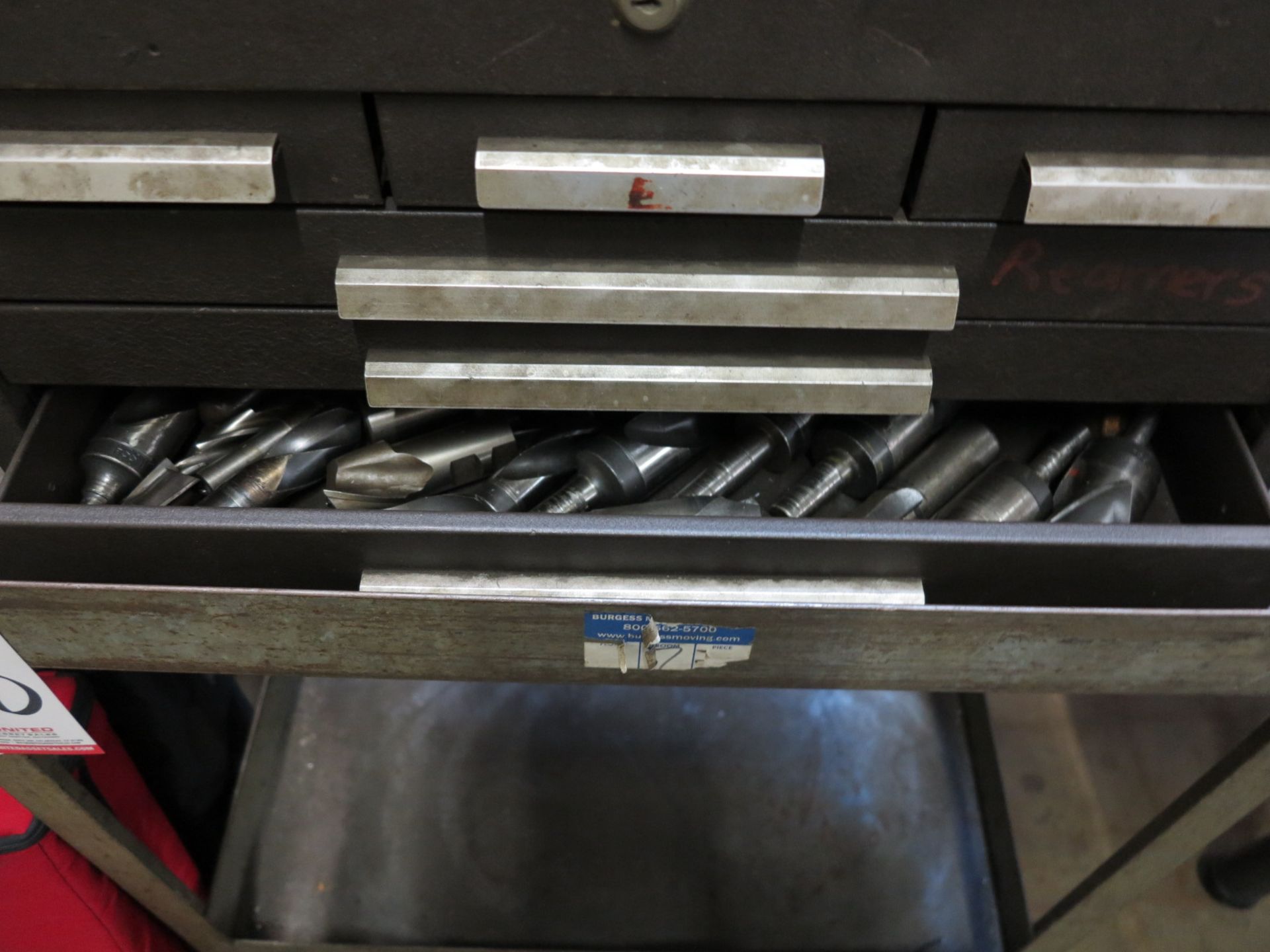 LOT - 6-DRAWER TOOLBOX, W/ CONTENTS: TAPS, DIES, REAMERS, DRILLS, MILL CUTTERS, ETC. - Image 6 of 6