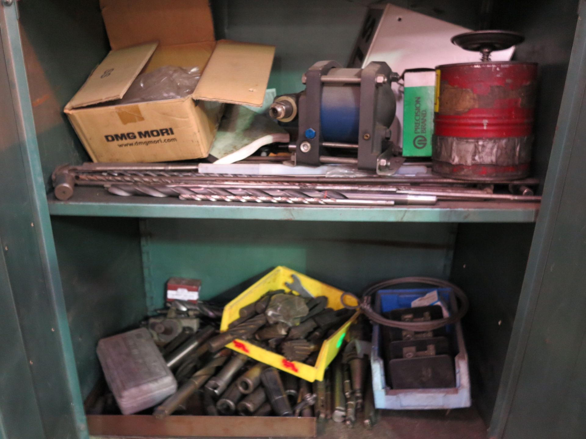 LOT - 2-DOOR STORAGE CABINET FULL OF LARGE TAPER DRILLS, BORING BARS AND RELATED ITEMS - Image 2 of 3