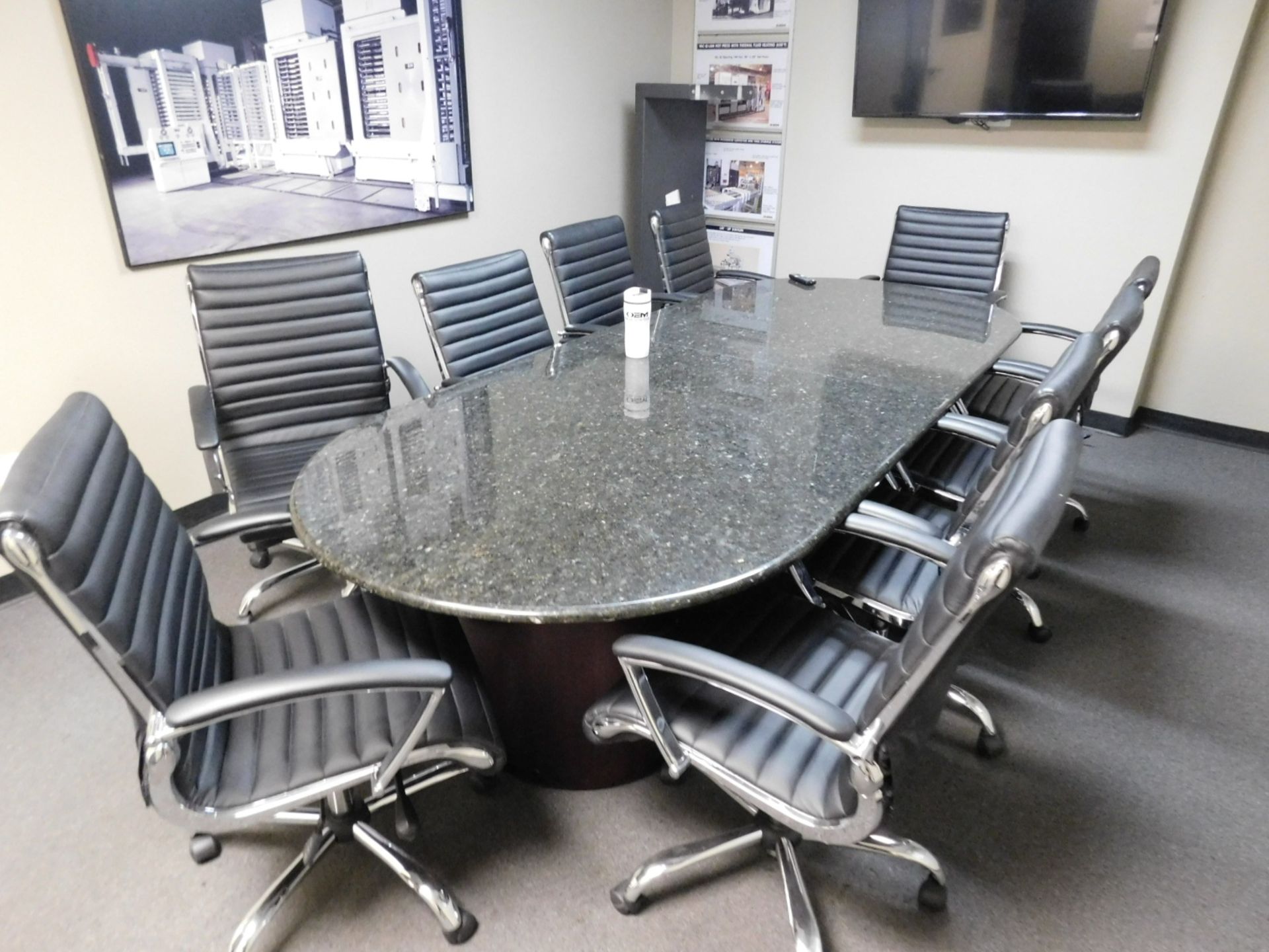 LOT - CONTENTS OF CONFERENCE ROOM: 10' X 4' GRANITE CONFERENCE TABLE, (10) CHAIRS, INSIGNIA 55" - Image 6 of 6