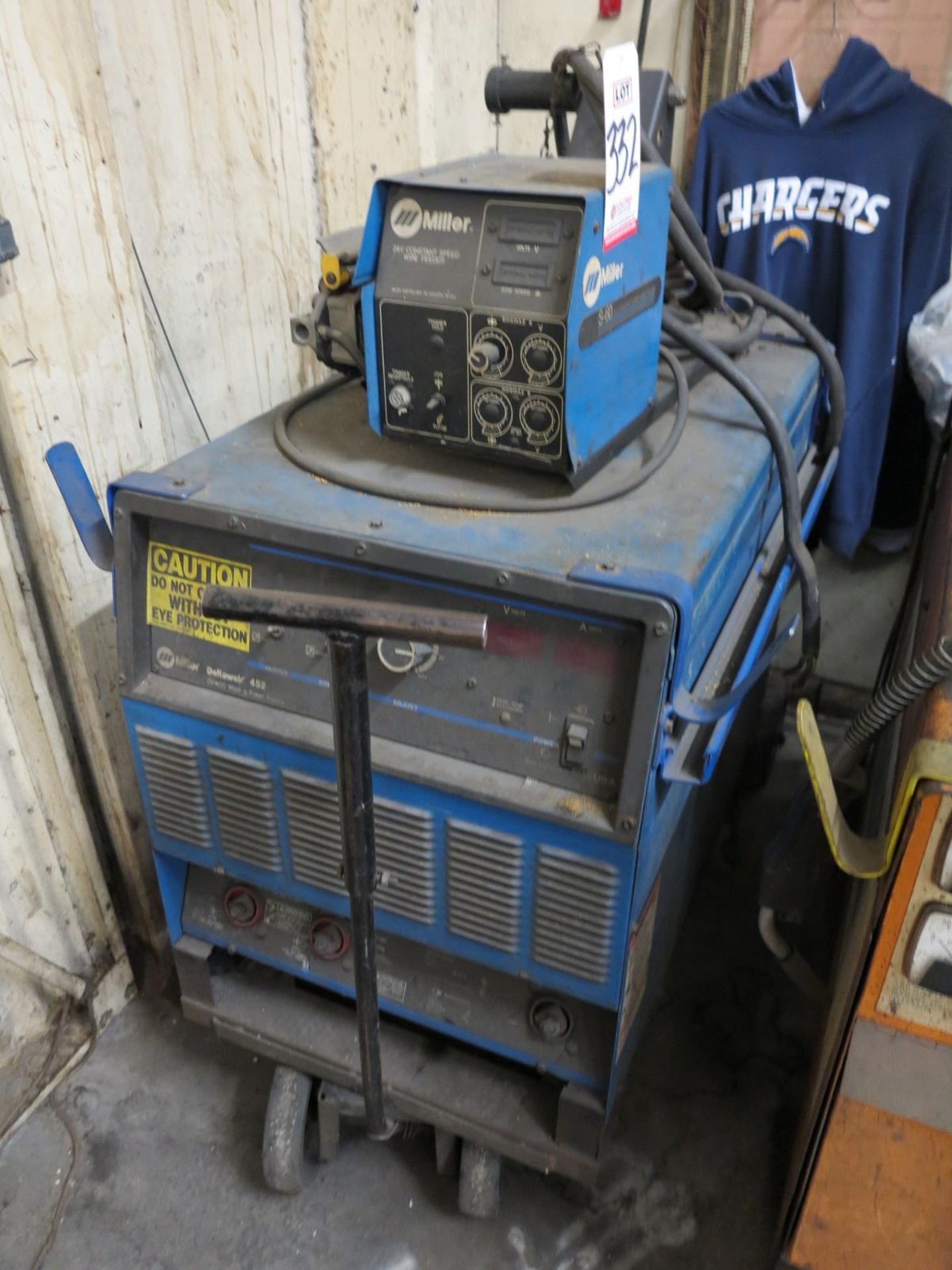 MILLER DELTAWELD 452 WELDER, STOCK NO. 903394, S/N KF882657, W/ MILLER S-60 24V WIRE FEEDER