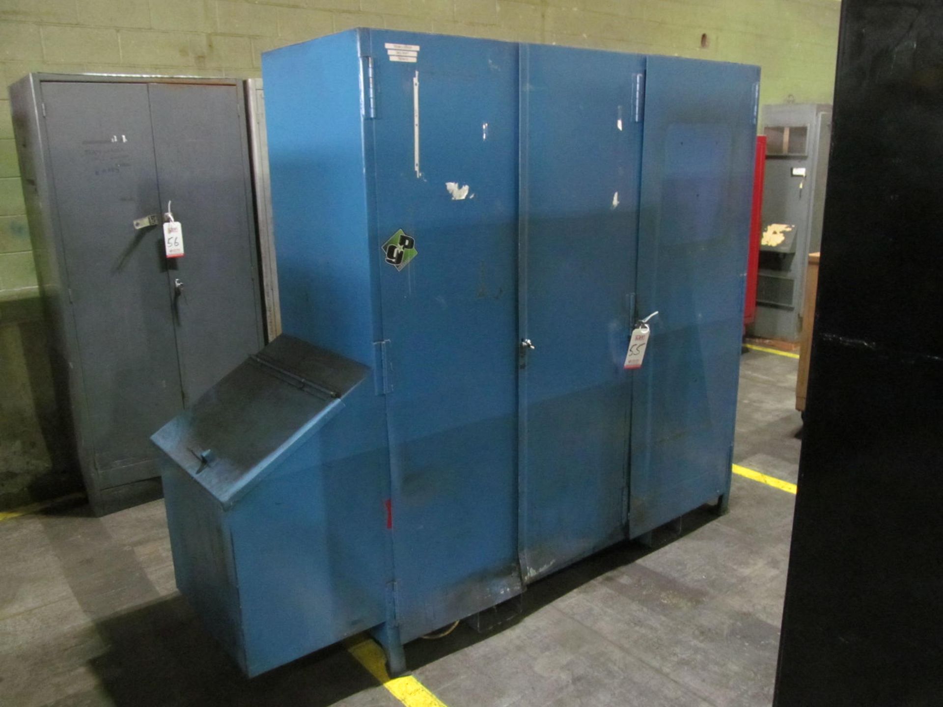 3-DOOR STEEL CABINET, 72" W x 24" D x 76" HIGH, (LOC. P29)