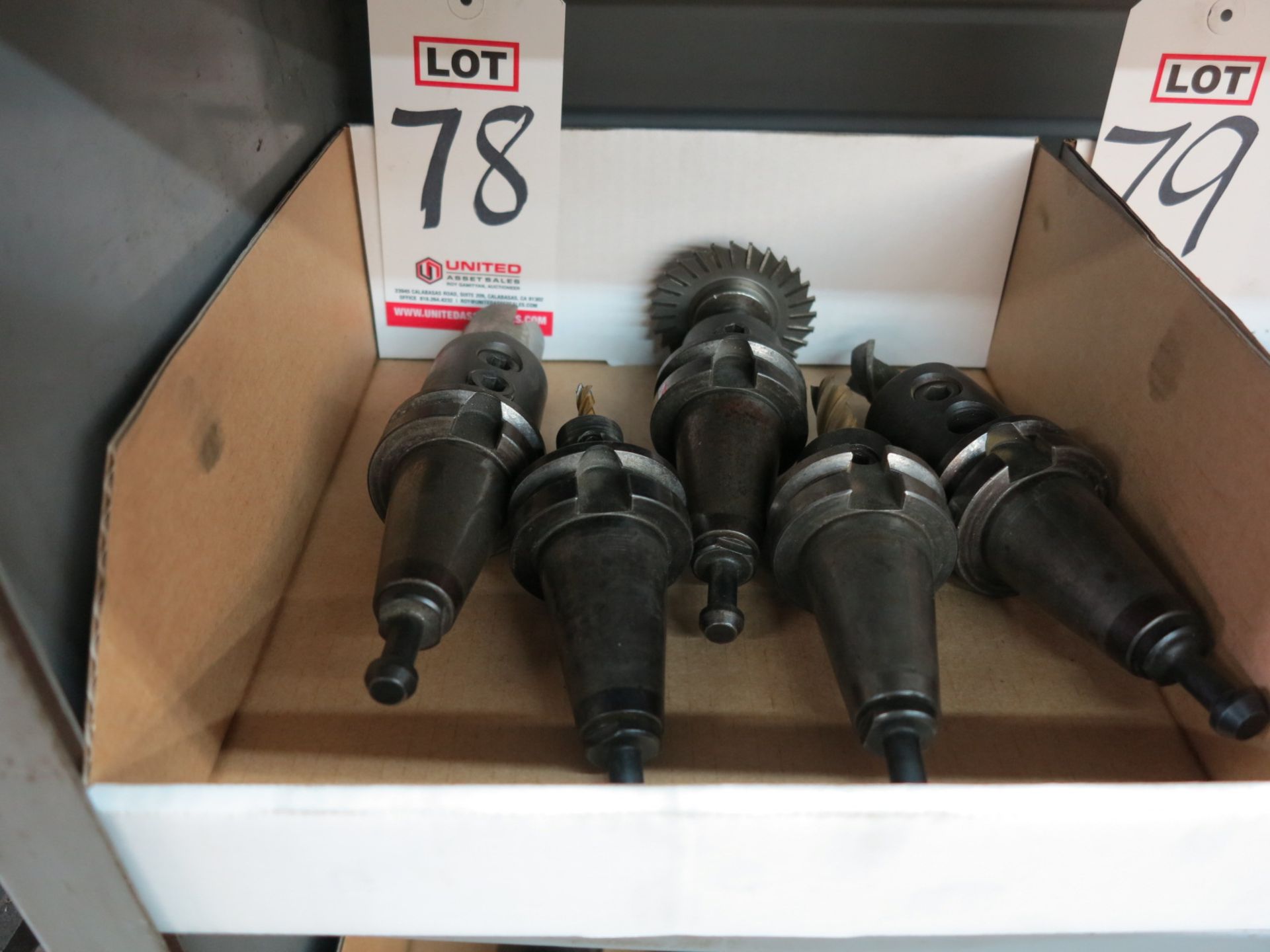 LOT - (5) CAT 30 TAPER TOOL HOLDERS, (5) W/ TOOLING