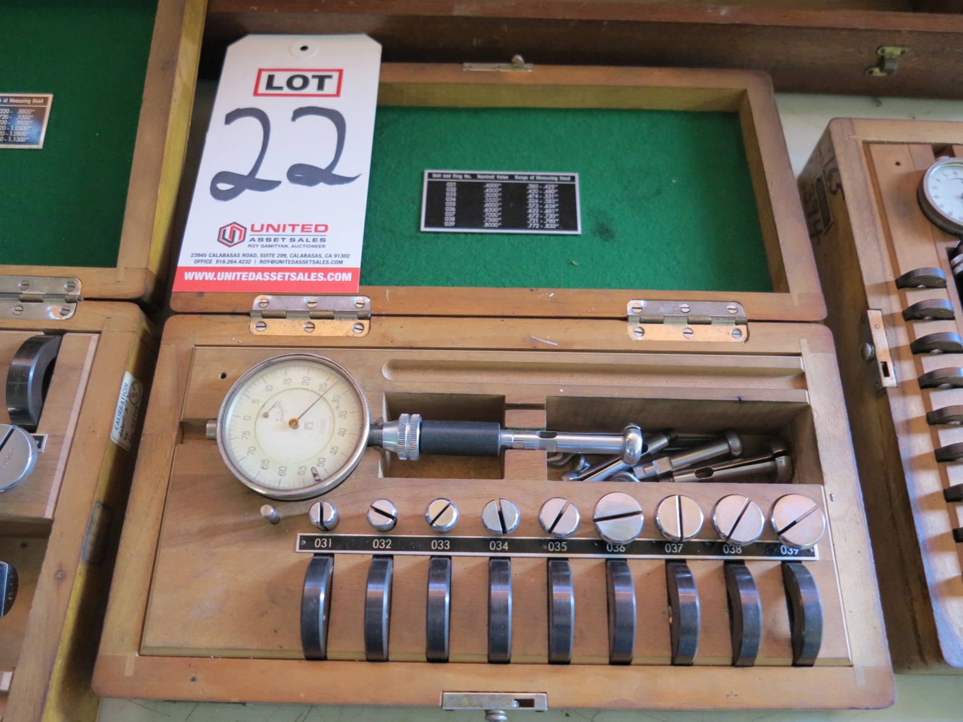 DIATEST SPLIT BALL DIAL BORE GAGE SET, .380" TO .830"