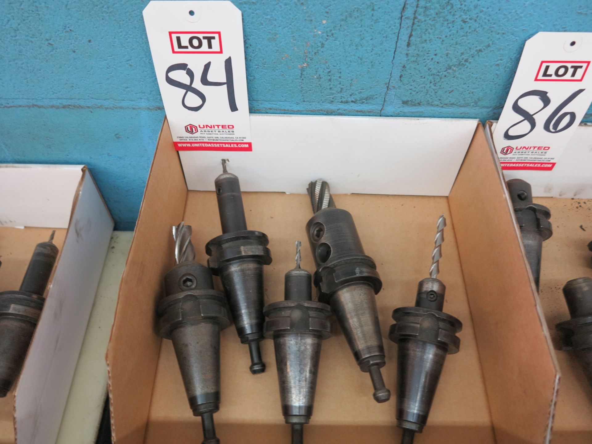 LOT - (5) CAT 30 TAPER TOOL HOLDERS, ALL HAVE TOOLING