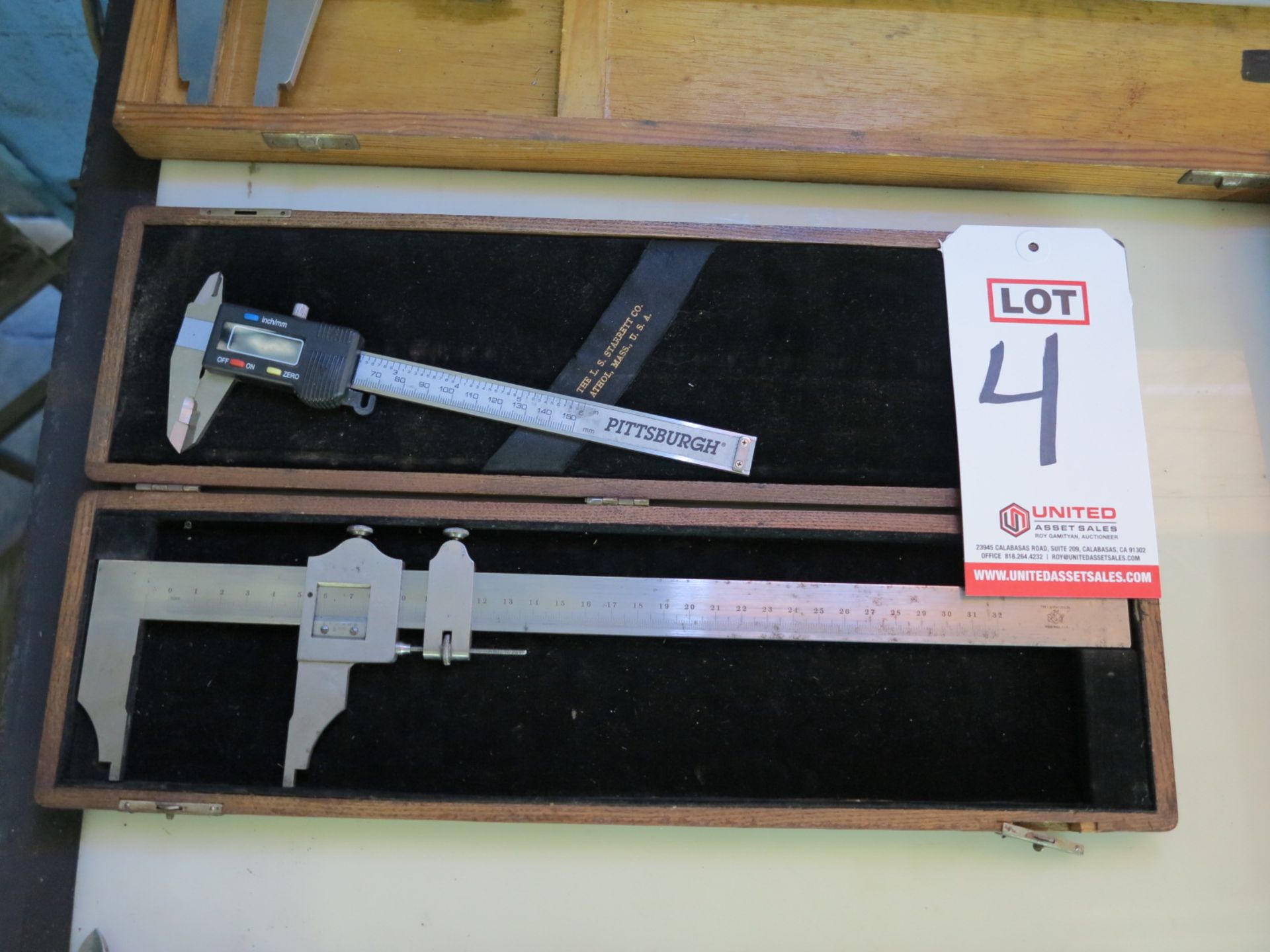 LOT - STARRETT 13" VERNIER CALIPER, NO. 122 M&E AND PITTSBURGH 6" DIGITAL CALIPER