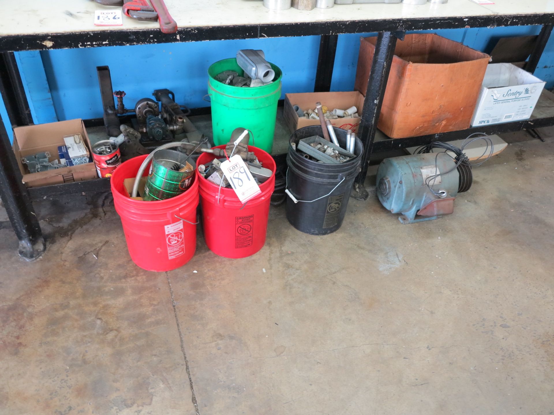 LOT - ASSORTED SHOP MAINTENANCE ITEMS, TO INCLUDE: VALVES, ELECTRICAL, PIPE FITTINGS, BEARINGS, A/