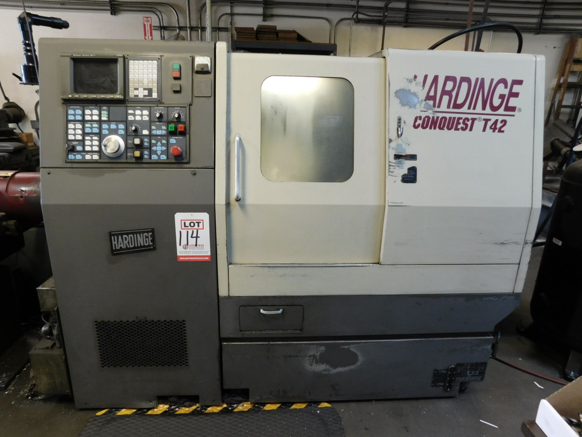 HARDINGE CONQUEST T-42 CNC LATHE, MODEL SG42, FANUC 18-T CNC CONTROL, 12-STATION TURRET, - Image 2 of 27