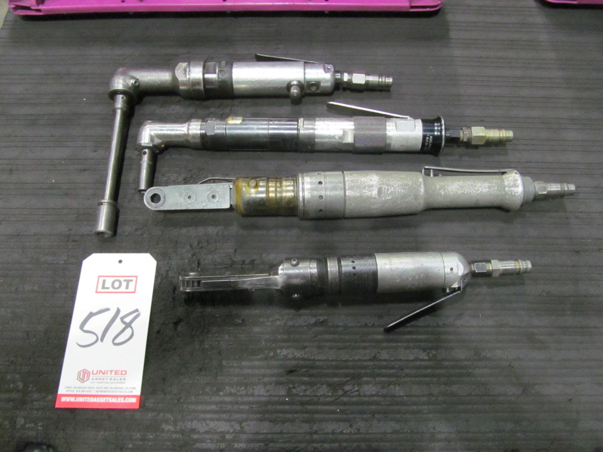 LOT - (4) ASSORTED PNEUMATIC TOOLS, (1) GARDNER DENVER 54236AA4 RATCHET, (1) GARDNER DENVER 54112AA6