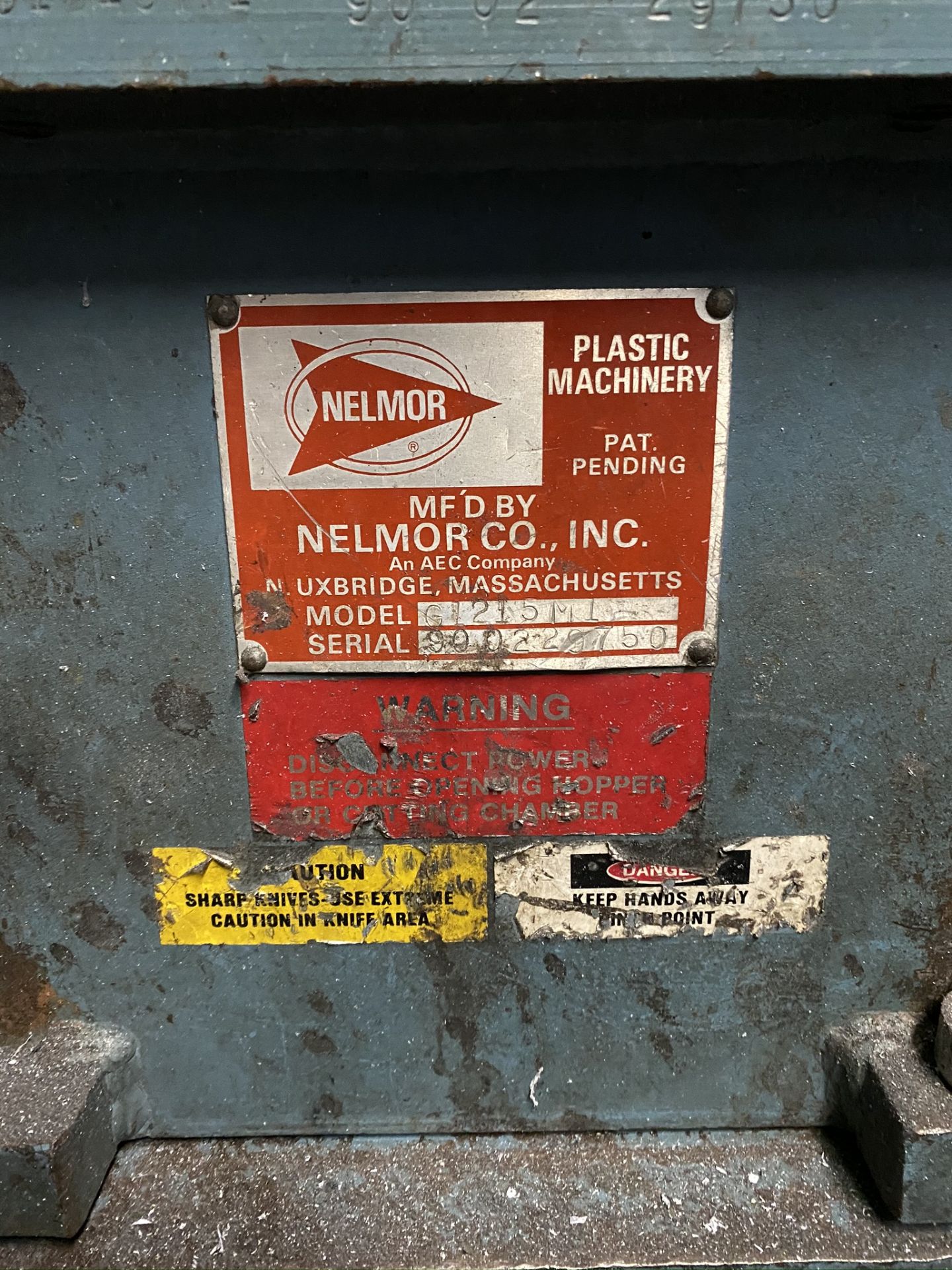 NELMOR MODEL G1215M1 GRANULATOR, 10 HP, S/N 900229750 - Image 2 of 2