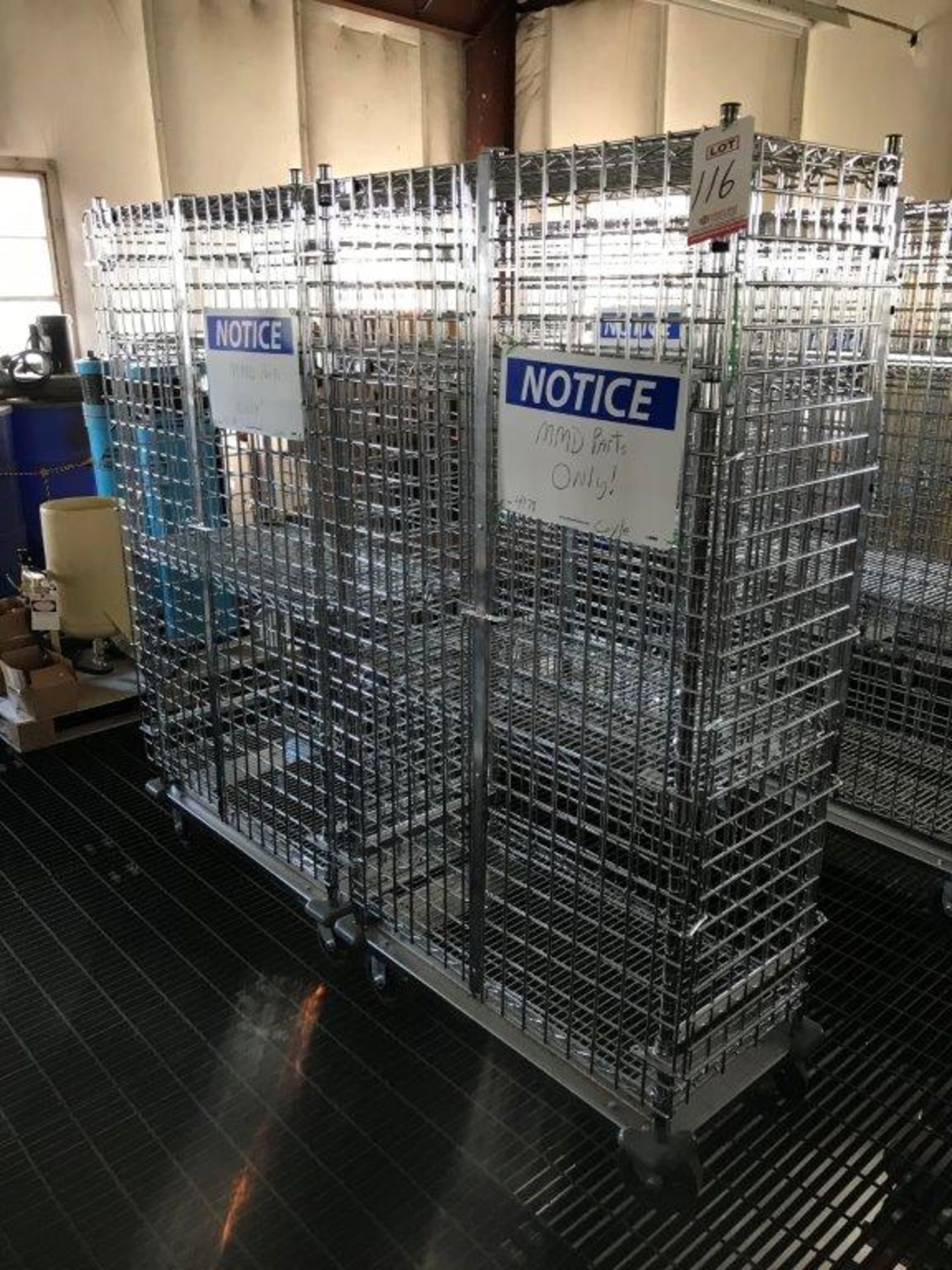 LOT - (2) NEXEL, 2-DOOR, MOBILE CAGED SHELVING UNITS, 60" X 48" X 16"