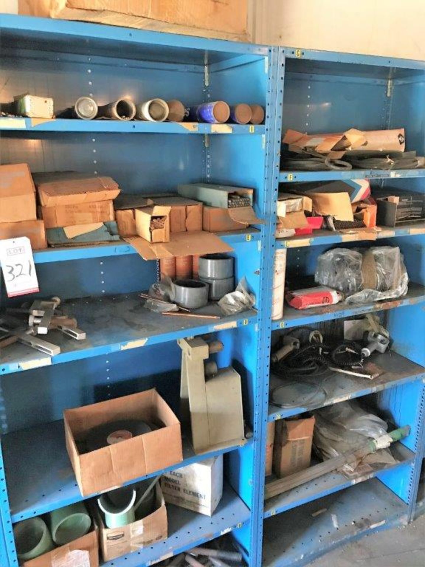 LOT - (6) SECTIONS SHELVING W/ CONTENTS OF WELDING SUPPLIES, TORCH TIPS, WELD GUN & LEEDS, TORCH - Image 3 of 3