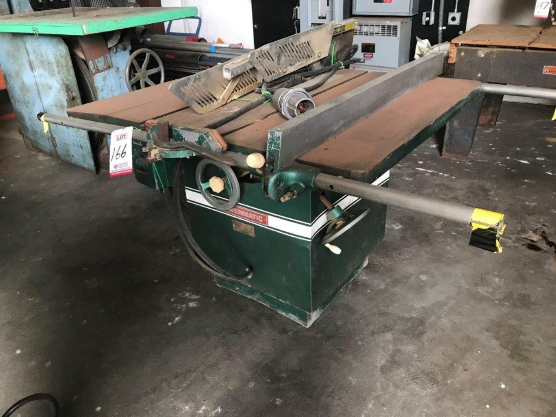 POWERMATIC, MODEL 68, TABLE SAW, 5 HP. 230 VOLT, (BENT TABLE)