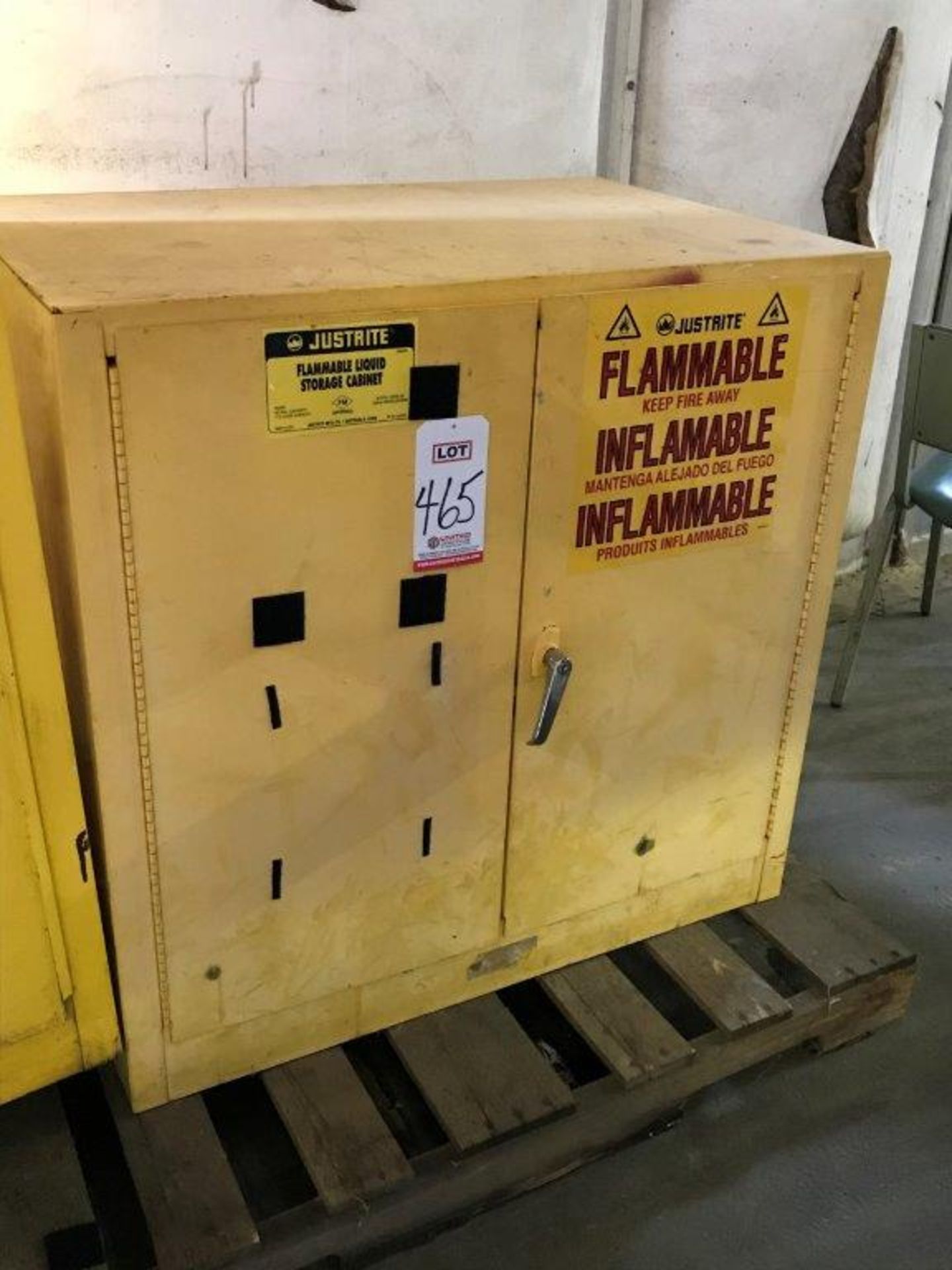 JUSTRITE 30 GALLON CAP. 2-DOOR FLAMMABLE LIQUID STORAGE CABINET 36" X 22" X 36" TALL (LOCATION: