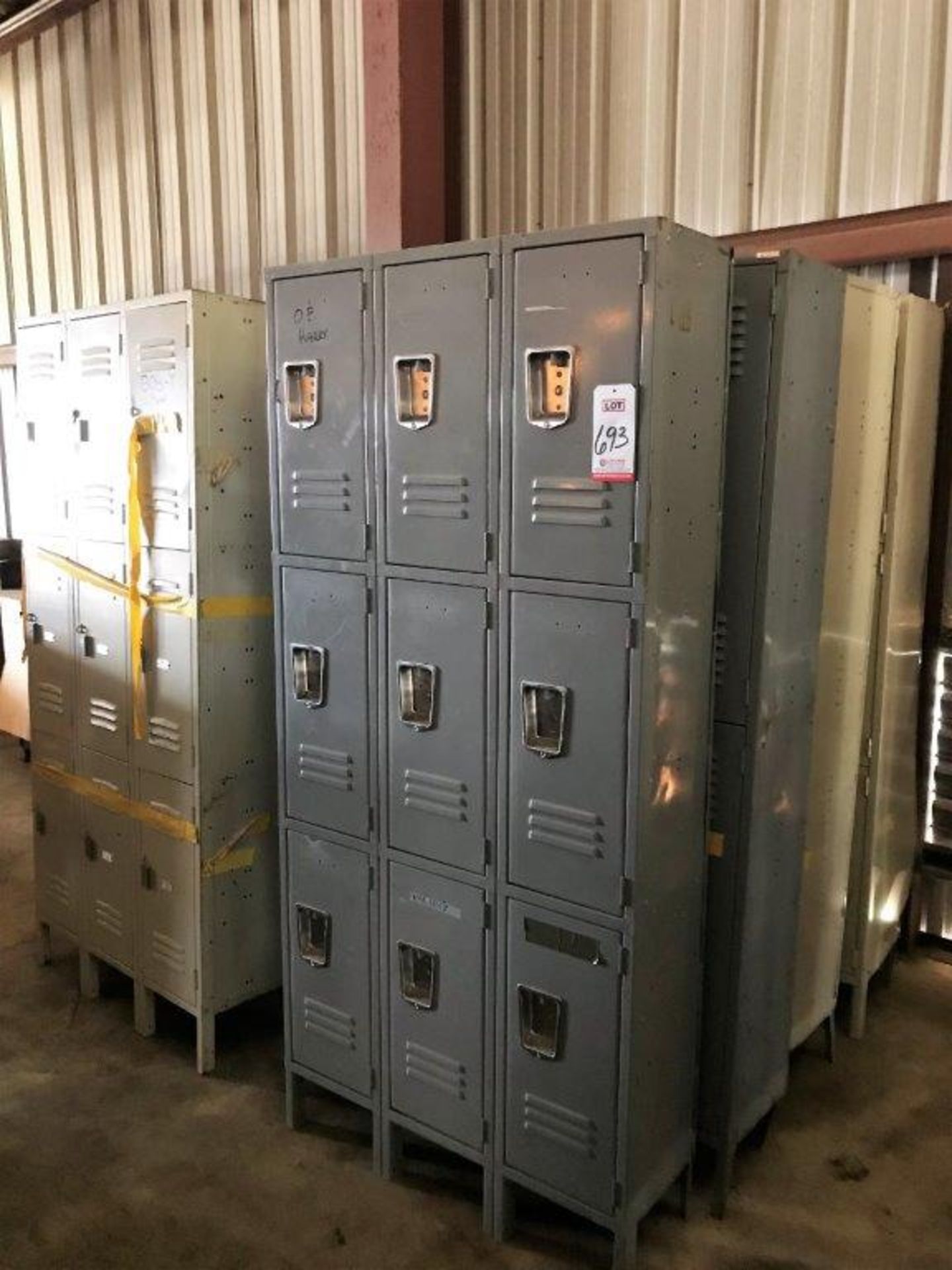 LOT - (8) 9-COMPARTMENT LOCKERS 36" X 12" X 78" TALL (LOCATION: BUILDING 10)