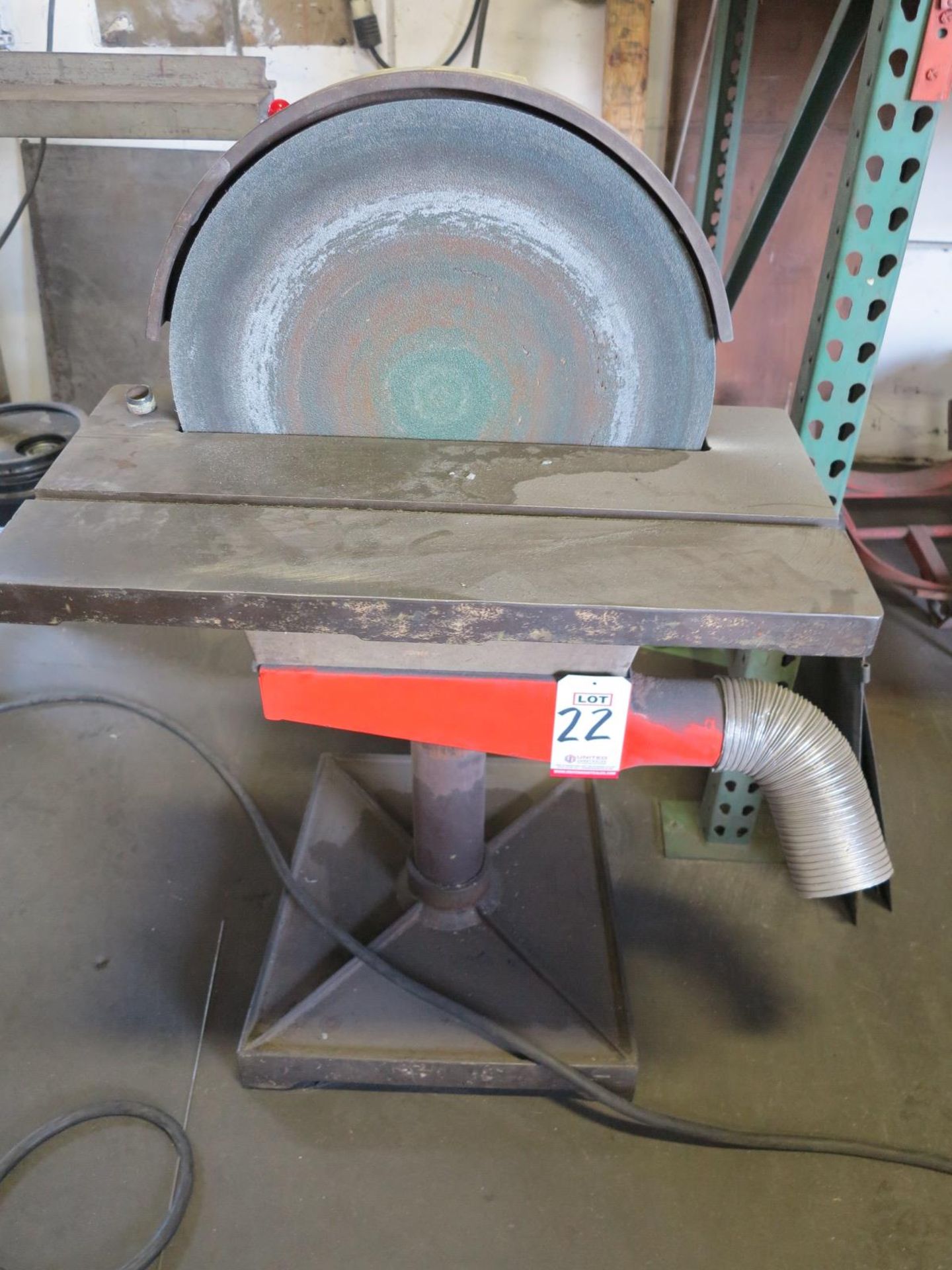 20" PEDESTAL DISC GRINDER, 2 HP, 1740 RPM, 208-230/460V, 3 PHASE, 27-1/2" X 10-1/2" TILT TABLE,